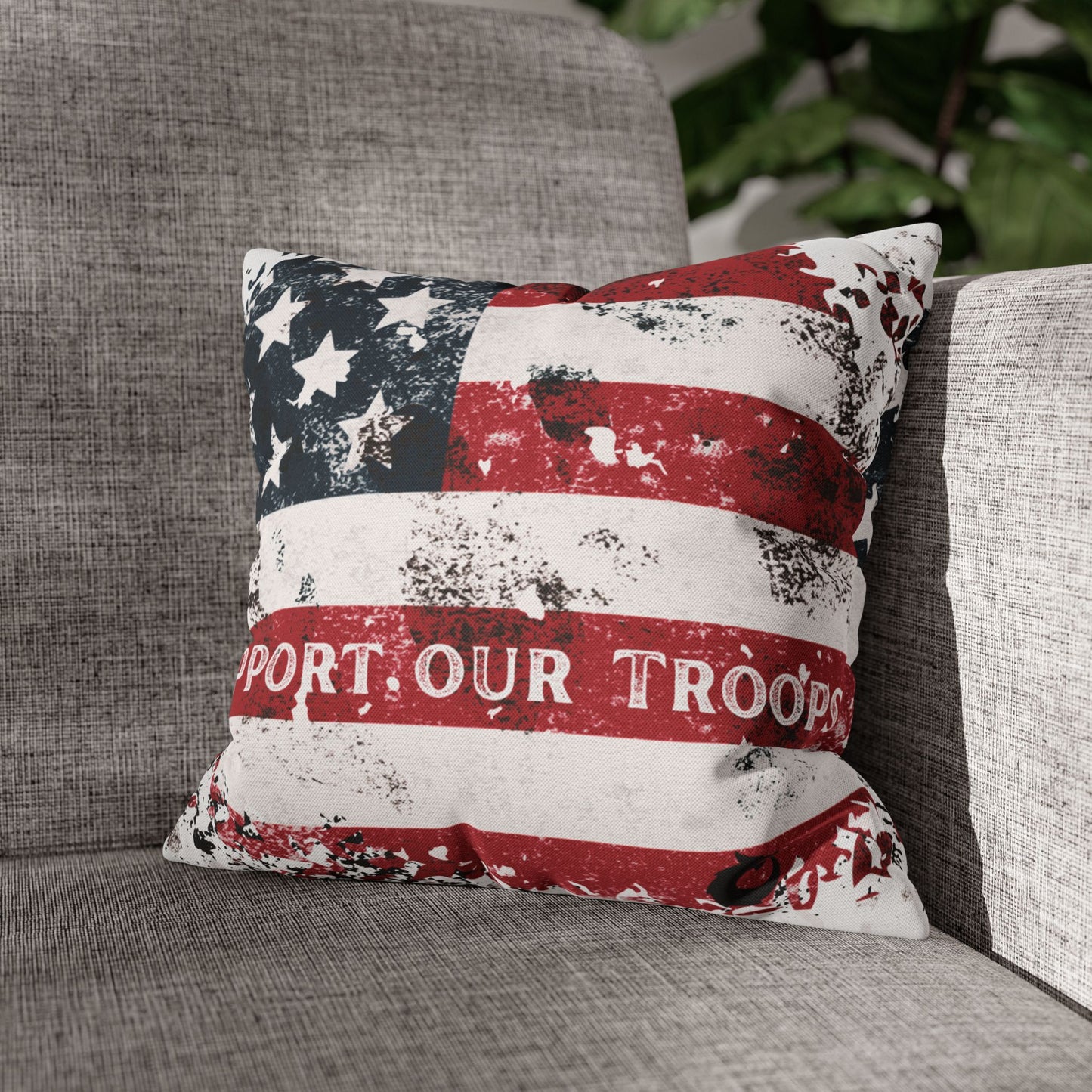 Spun Polyester Square Pillowcase - Support our Troops
