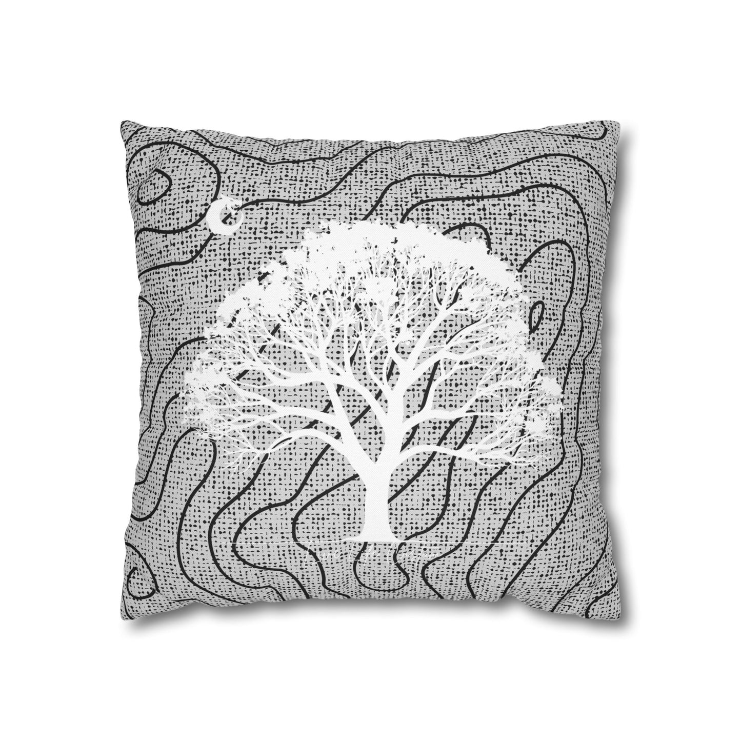 Spun Polyester Square Pillowcase - White Tree