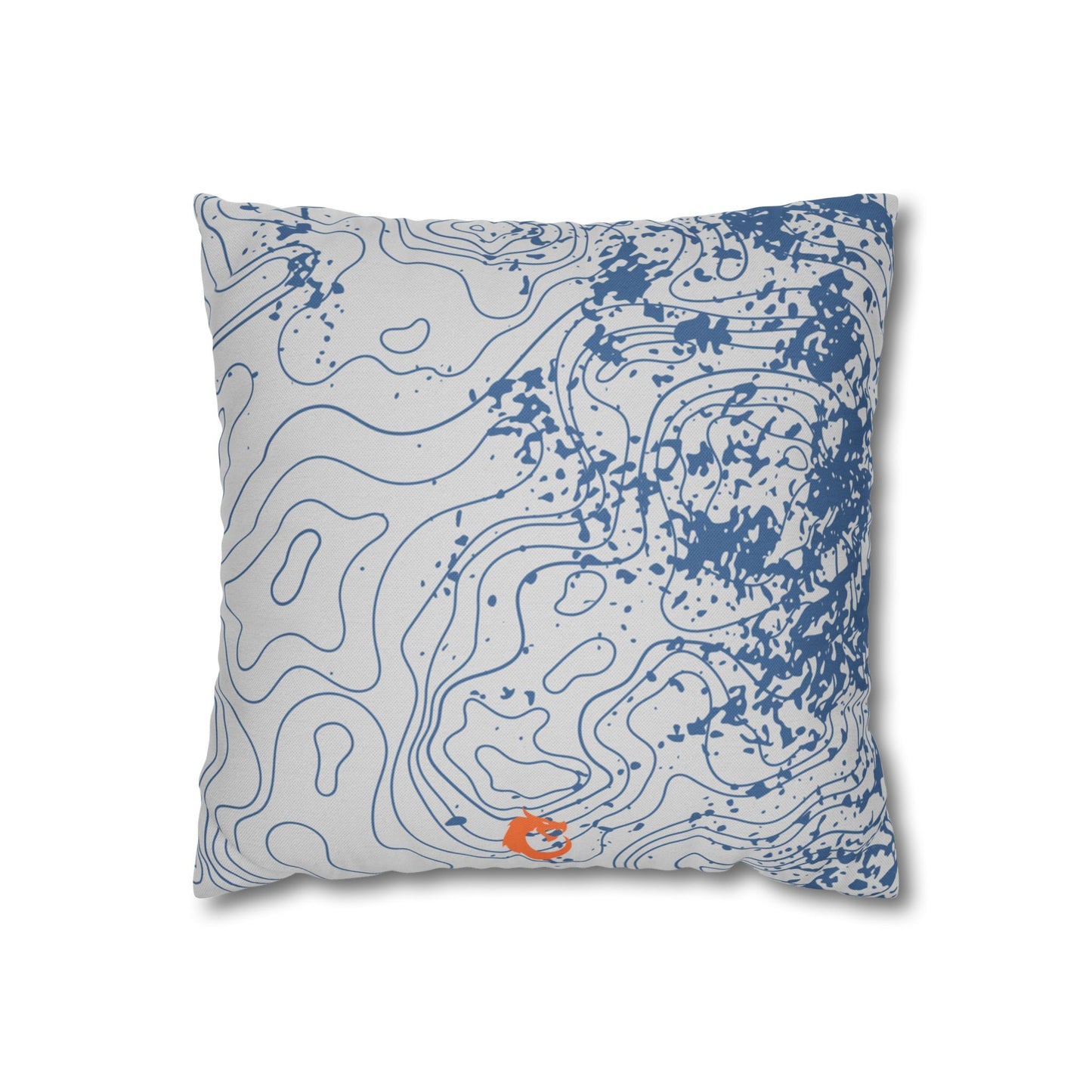 Spun Polyester Square Pillowcase - Blue Topography