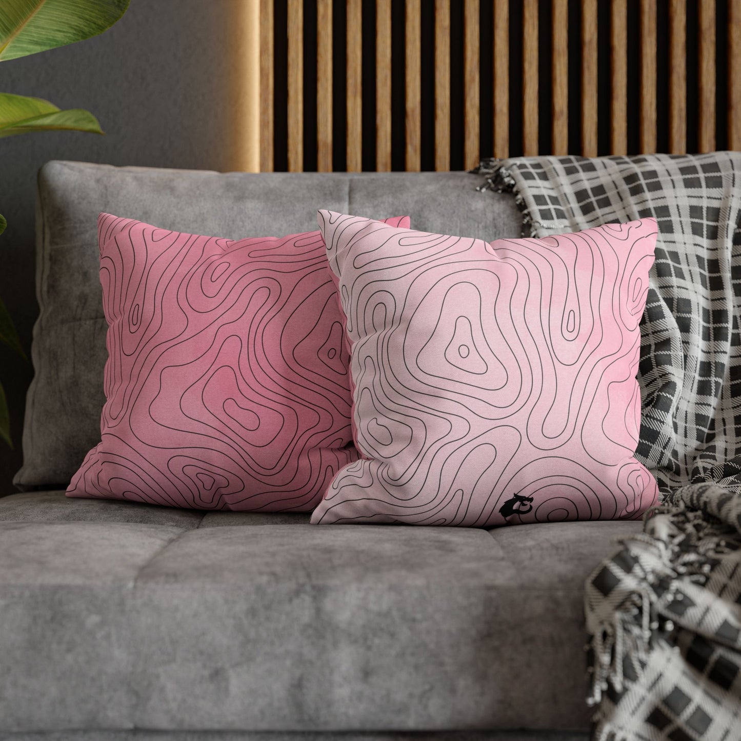 Spun Polyester Square Pillowcase - Pink Topo