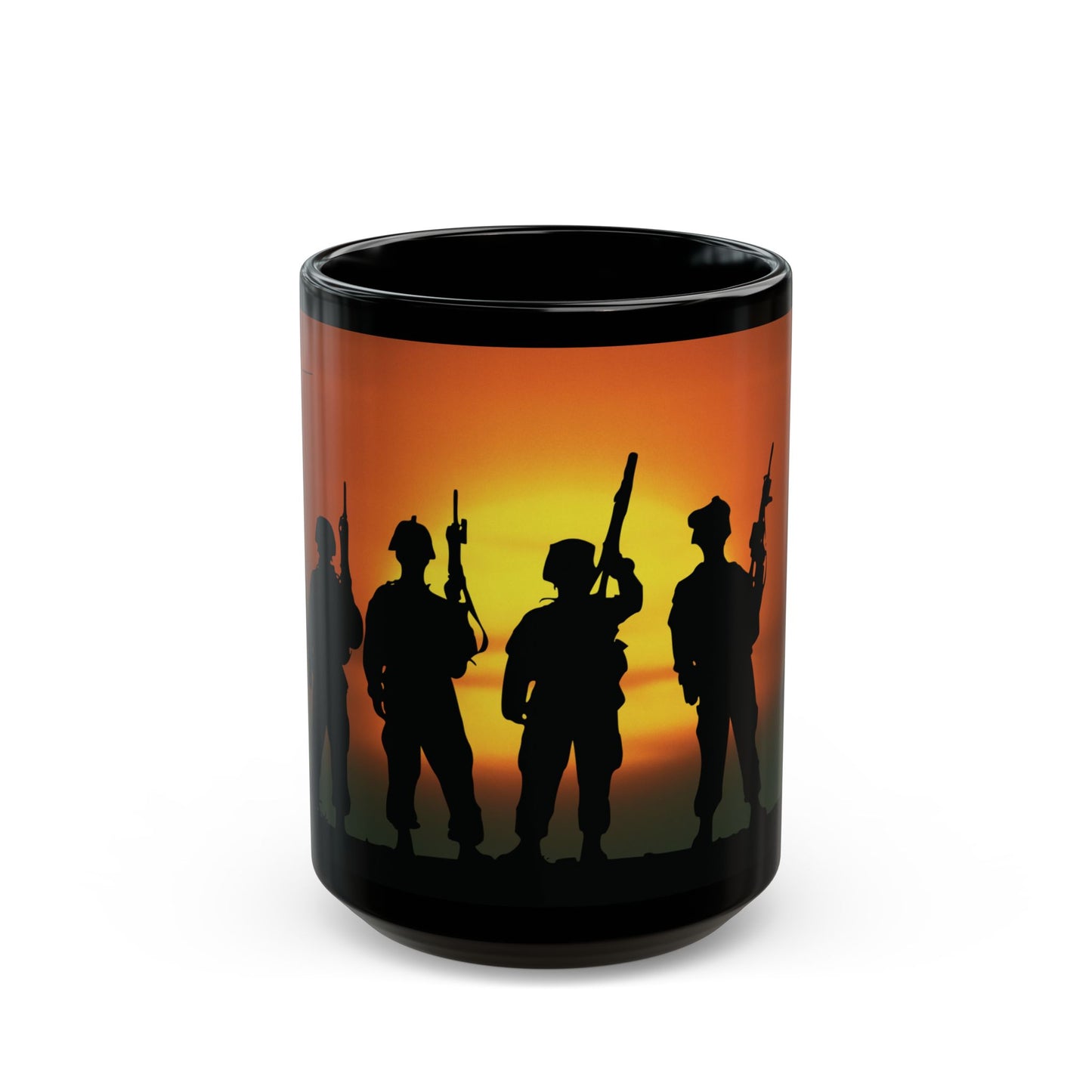 Military Tribute Black Mug - Perfect for Veterans Day & Armed Forces Appreciation