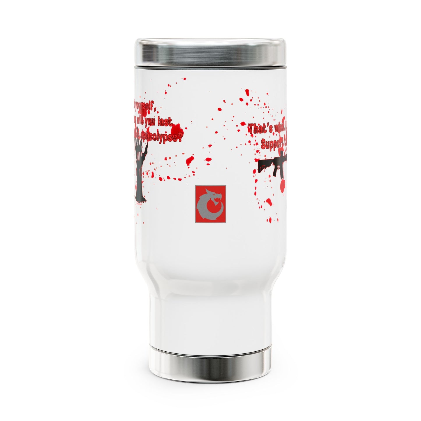 Stainless Steel Travel Mug with Handle, 14oz - Zombie