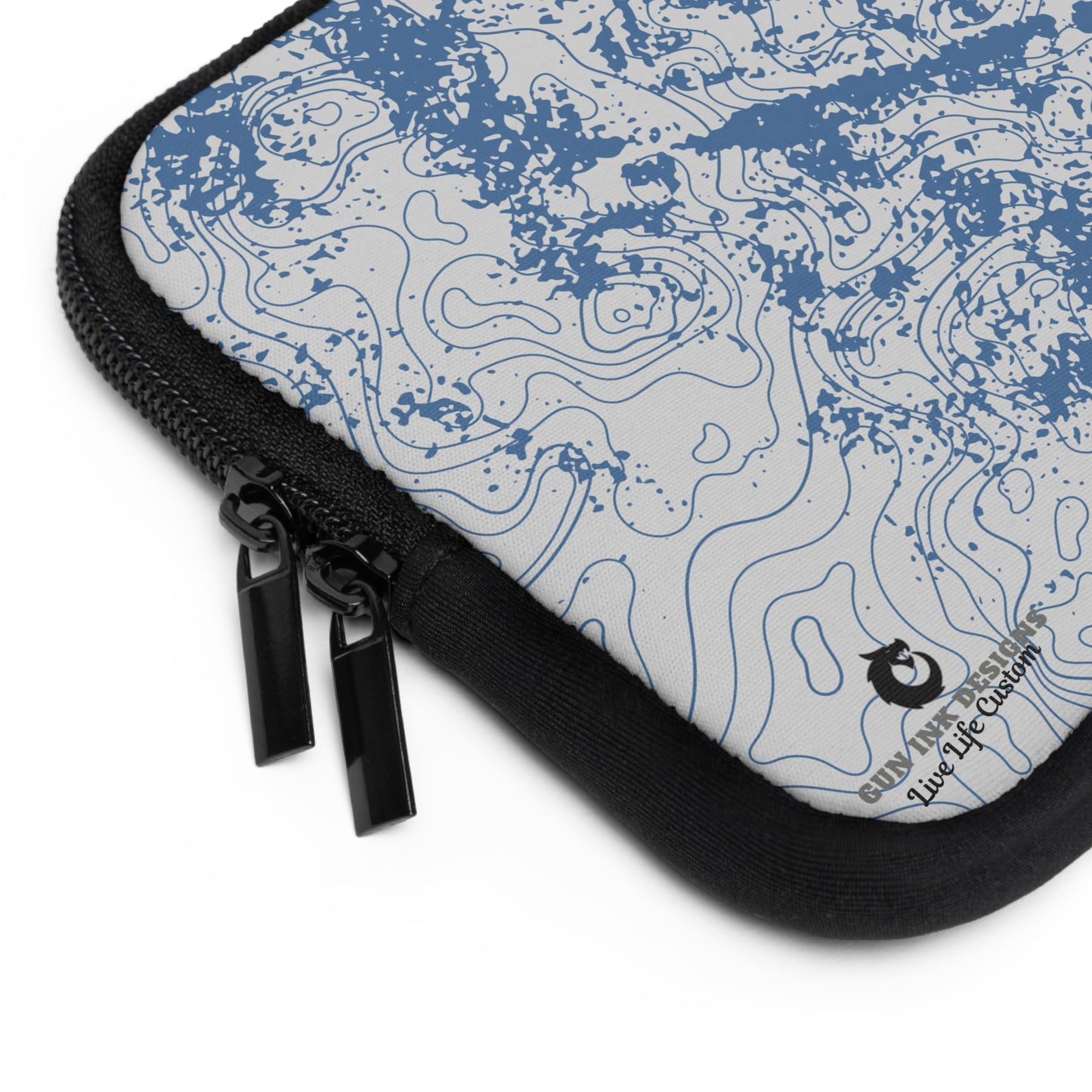 Abstract Blue Topo Laptop, iPad Sleeve, Stylish Computer Bag, Gift for College Students, Eco-Friendly Design