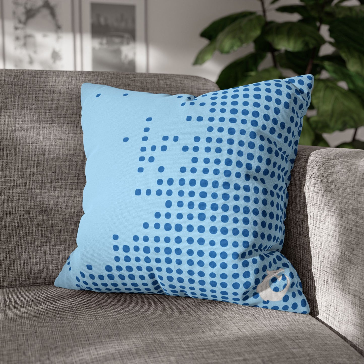 Spun Polyester Square Pillowcase - Blue Tech