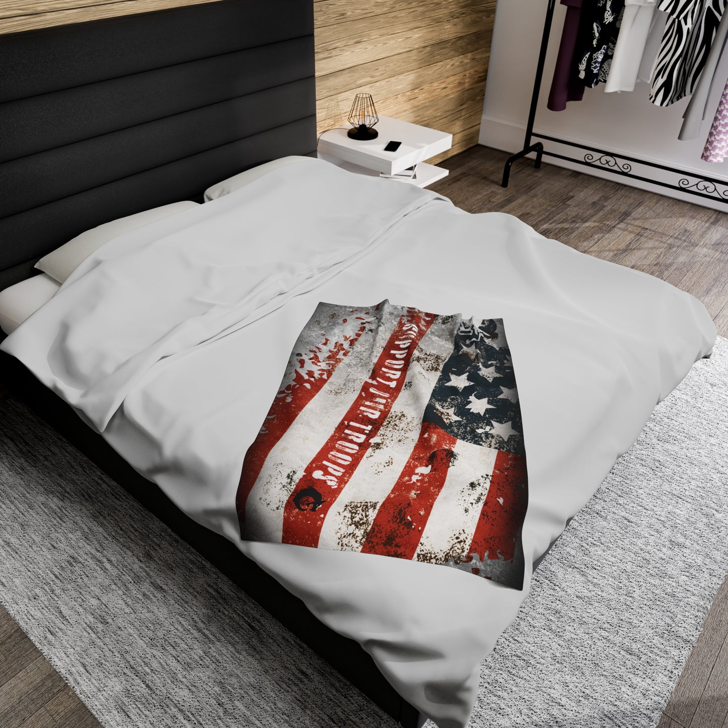 Velveteen Plush Blanket - Support Our Troops