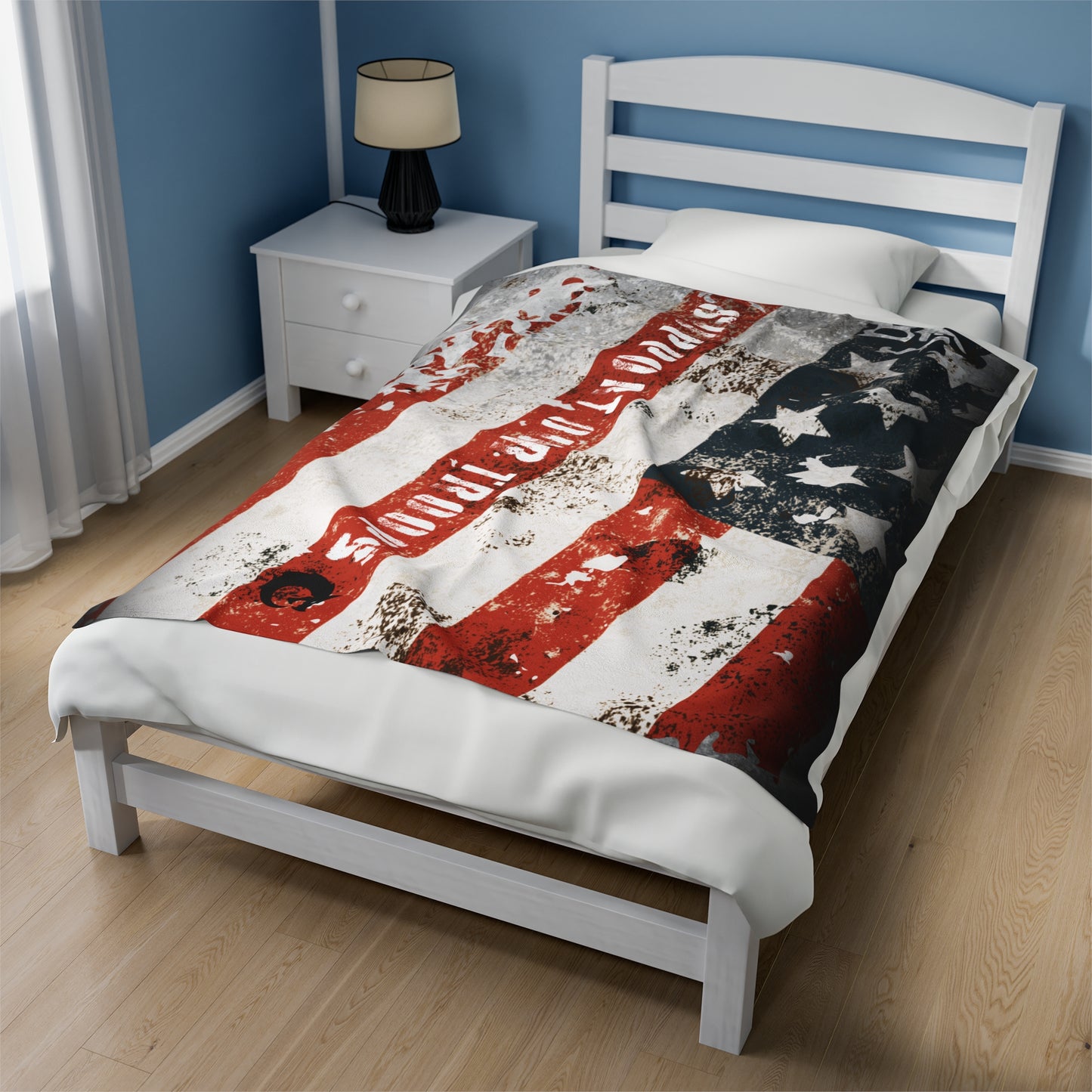 Velveteen Plush Blanket - Support Our Troops