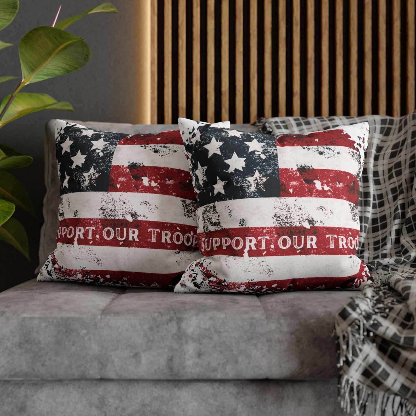 Spun Polyester Square Pillowcase - Support our Troops