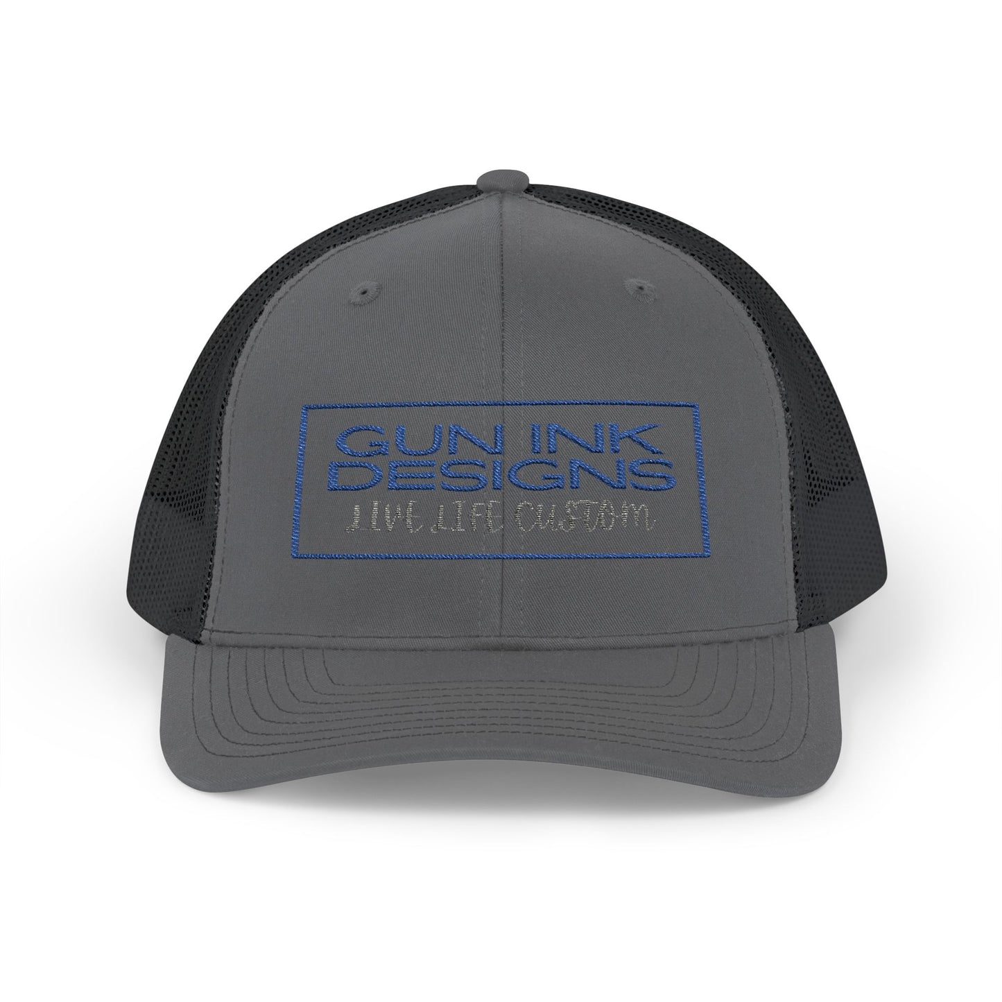 Snapback Trucker Cap - Blue and Gray Rectangle