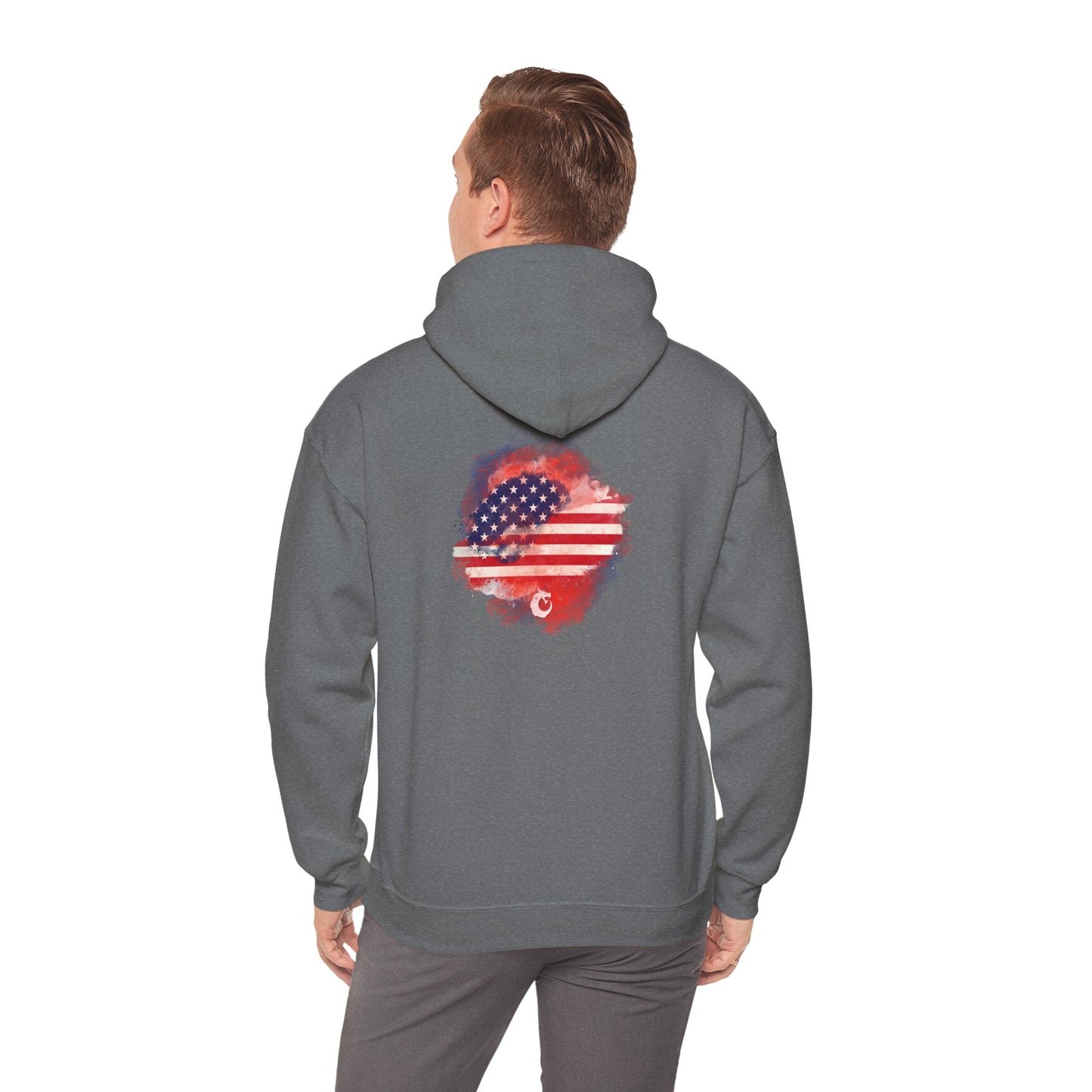 Heavy Blend™ Hooded Sweatshirt - Red Watercolor Flag