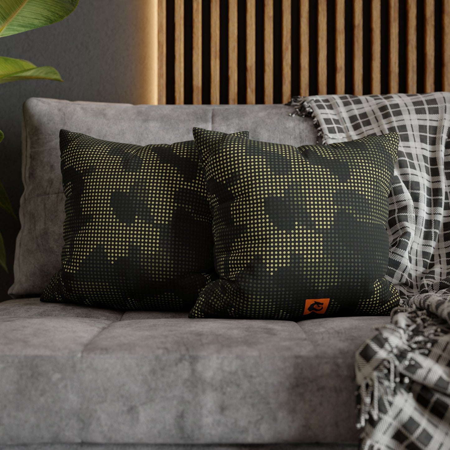 Spun Polyester Square Pillowcase - Green Tech Camo