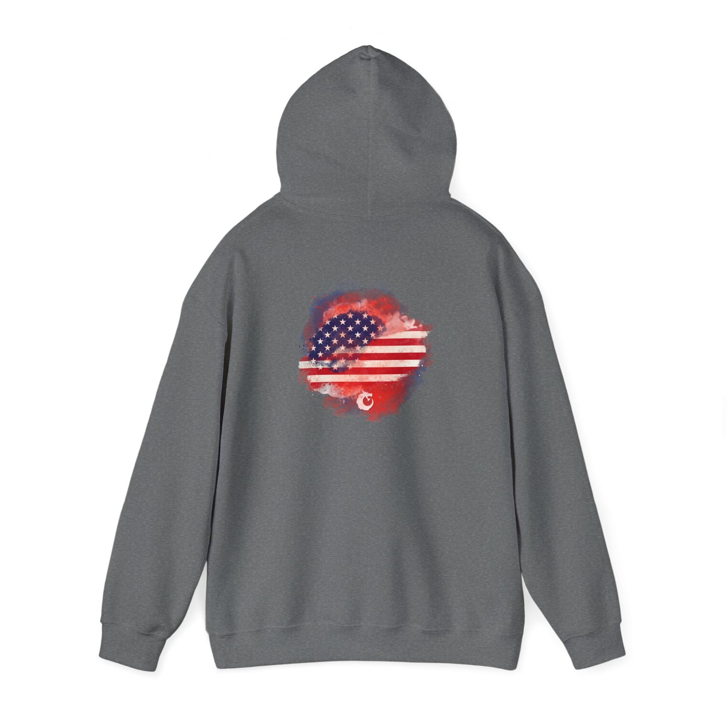 Heavy Blend™ Hooded Sweatshirt - Red Watercolor Flag