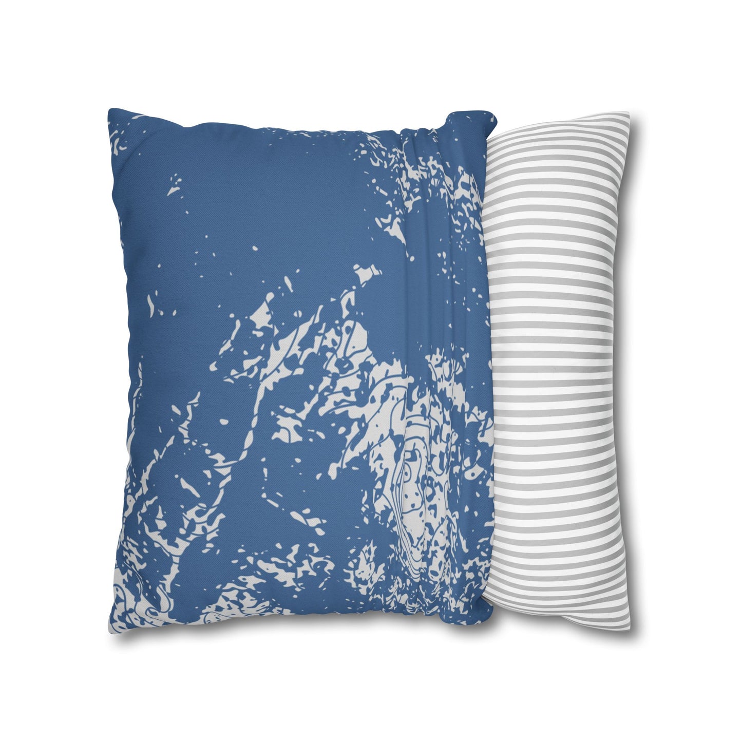Spun Polyester Square Pillowcase - Blue Topography