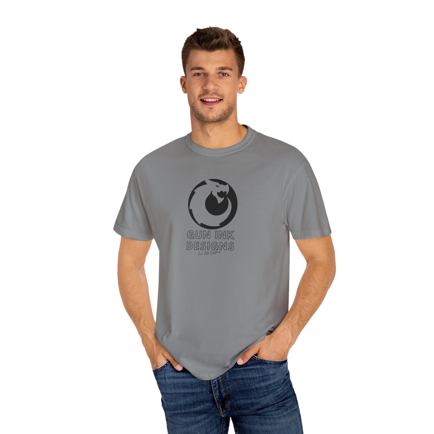 Garment-Dyed T-shirt - Black Circle Dragon