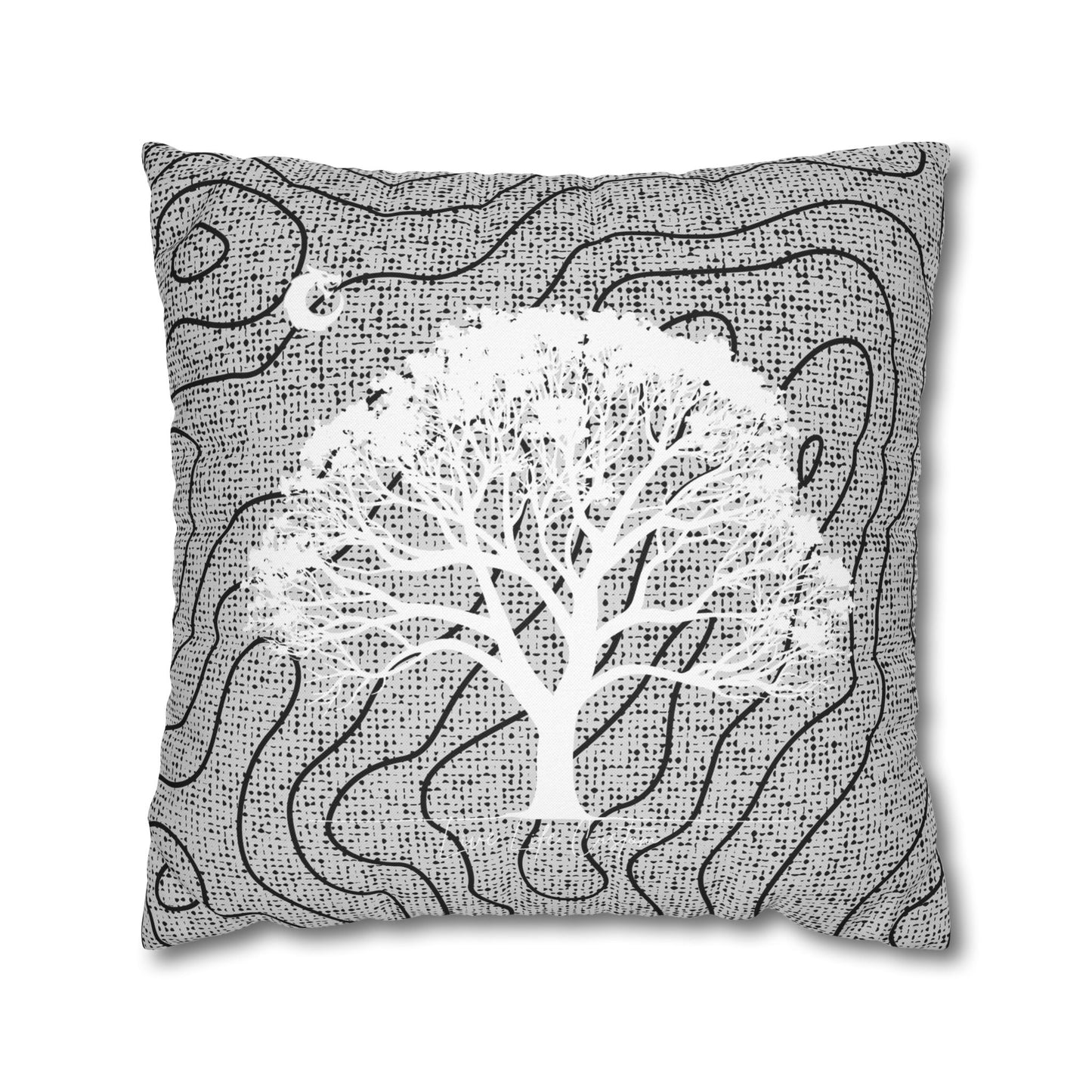 Spun Polyester Square Pillowcase - White Tree