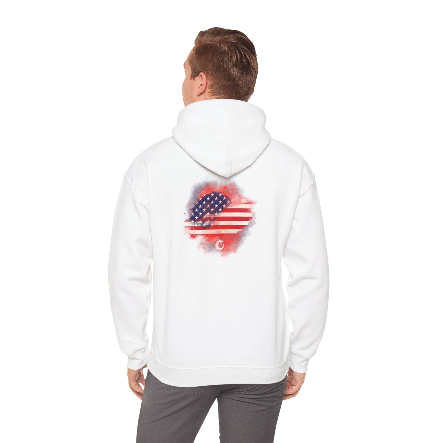 Heavy Blend™ Hooded Sweatshirt - Red Watercolor Flag