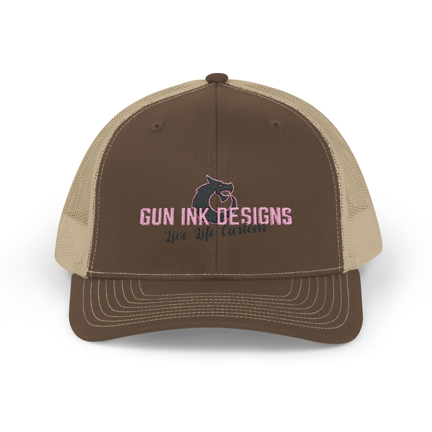Snapback Trucker Cap - Black/ Pink Logo