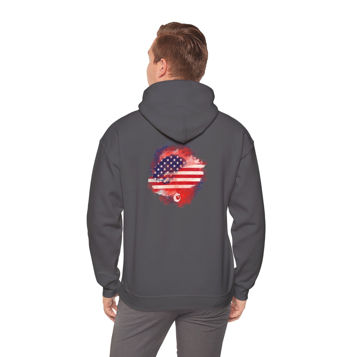 Heavy Blend™ Hooded Sweatshirt - Red Watercolor Flag