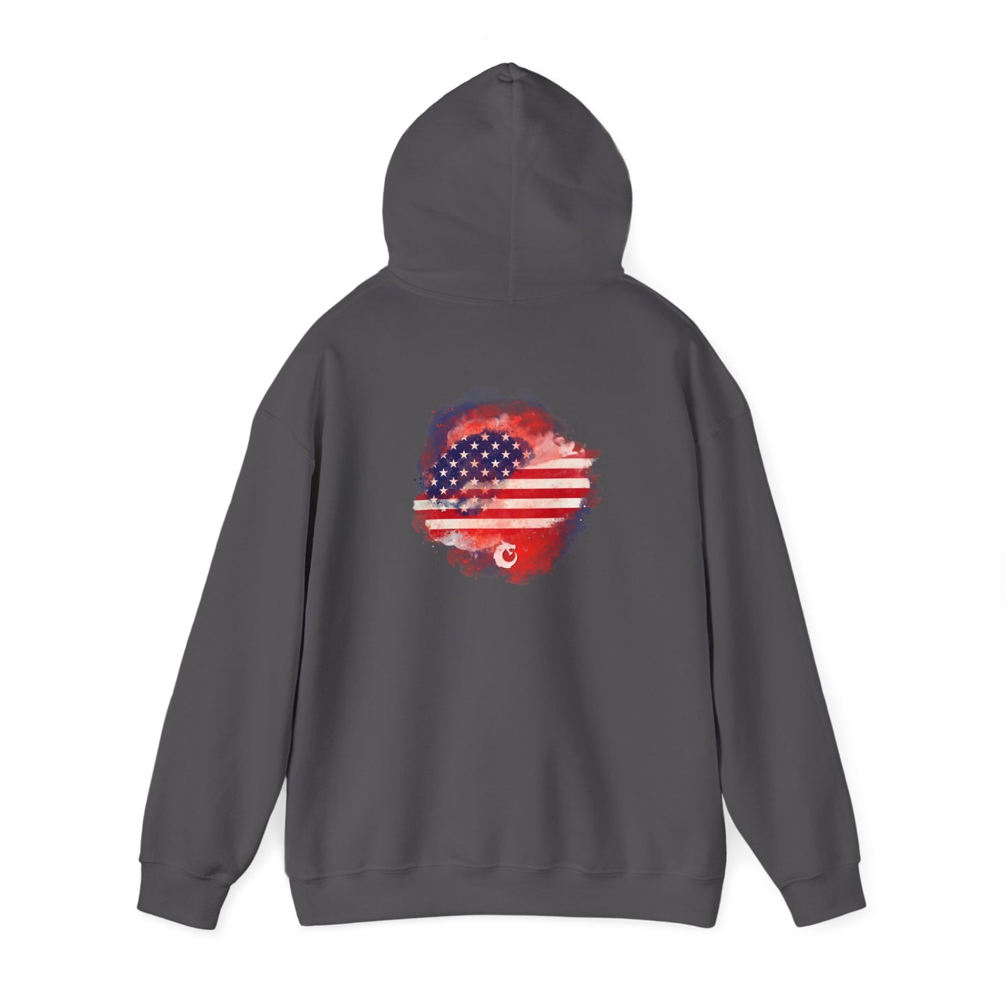 Heavy Blend™ Hooded Sweatshirt - Red Watercolor Flag