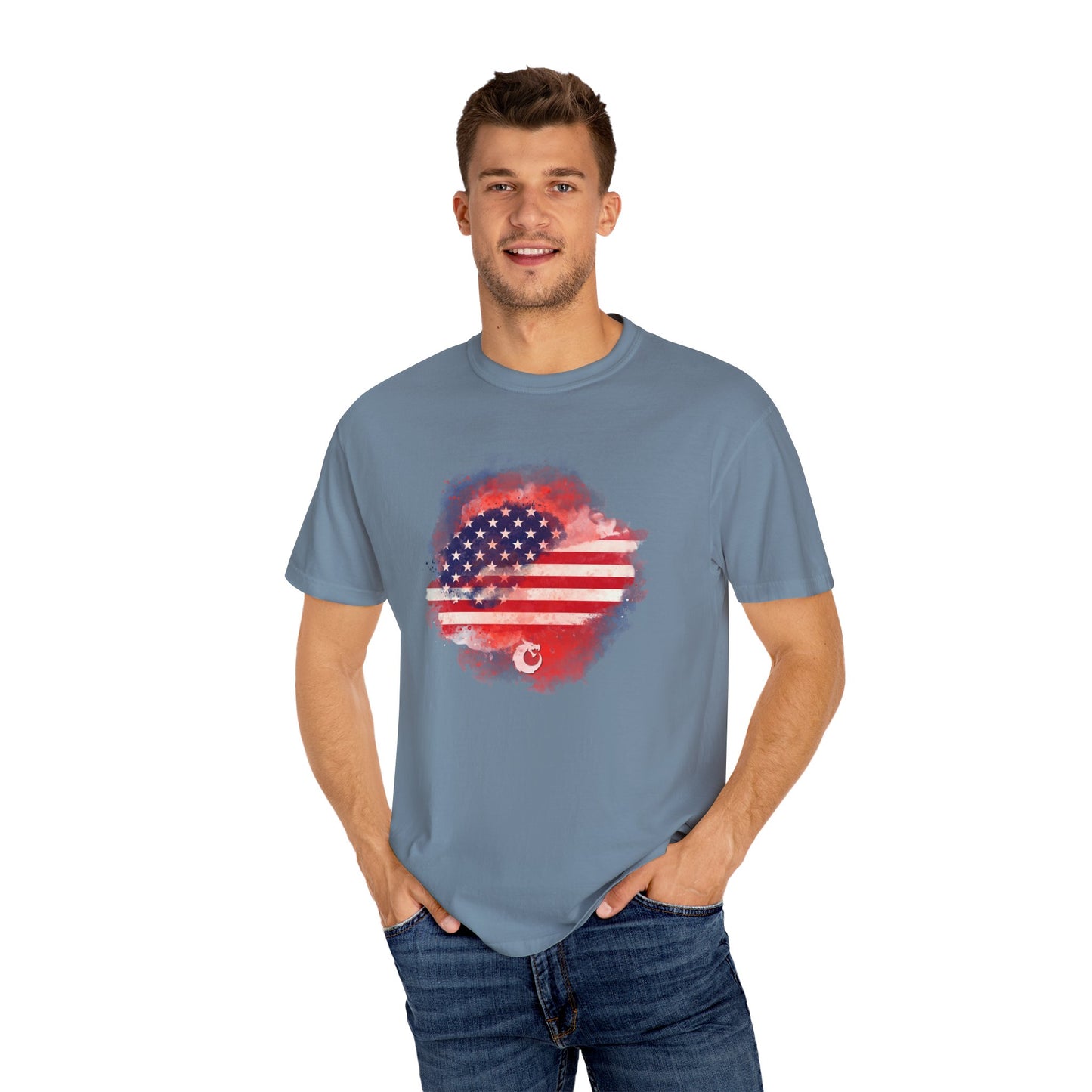 Garment-Dyed T-shirt - Watercolor Flag