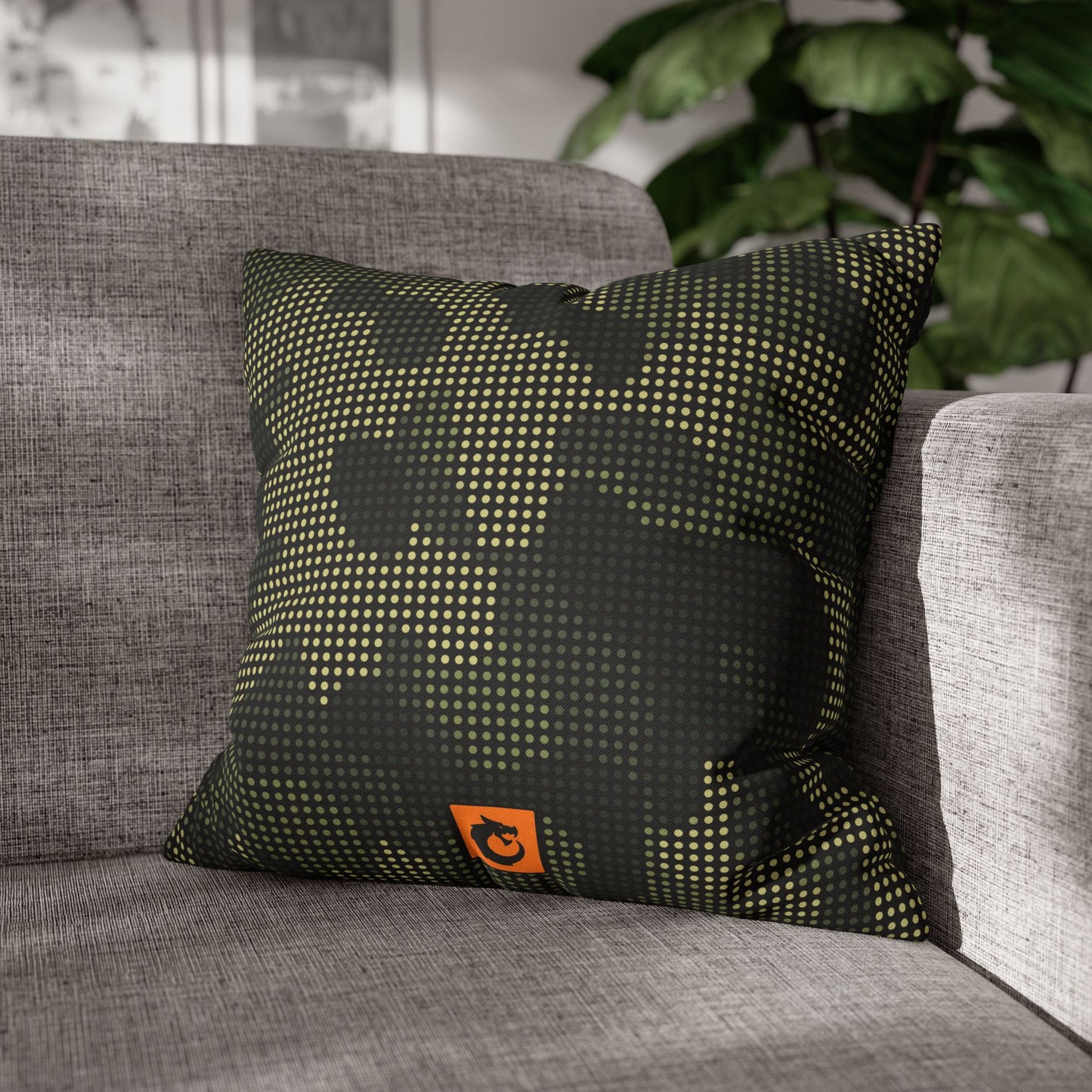 Spun Polyester Square Pillowcase - Green Tech Camo