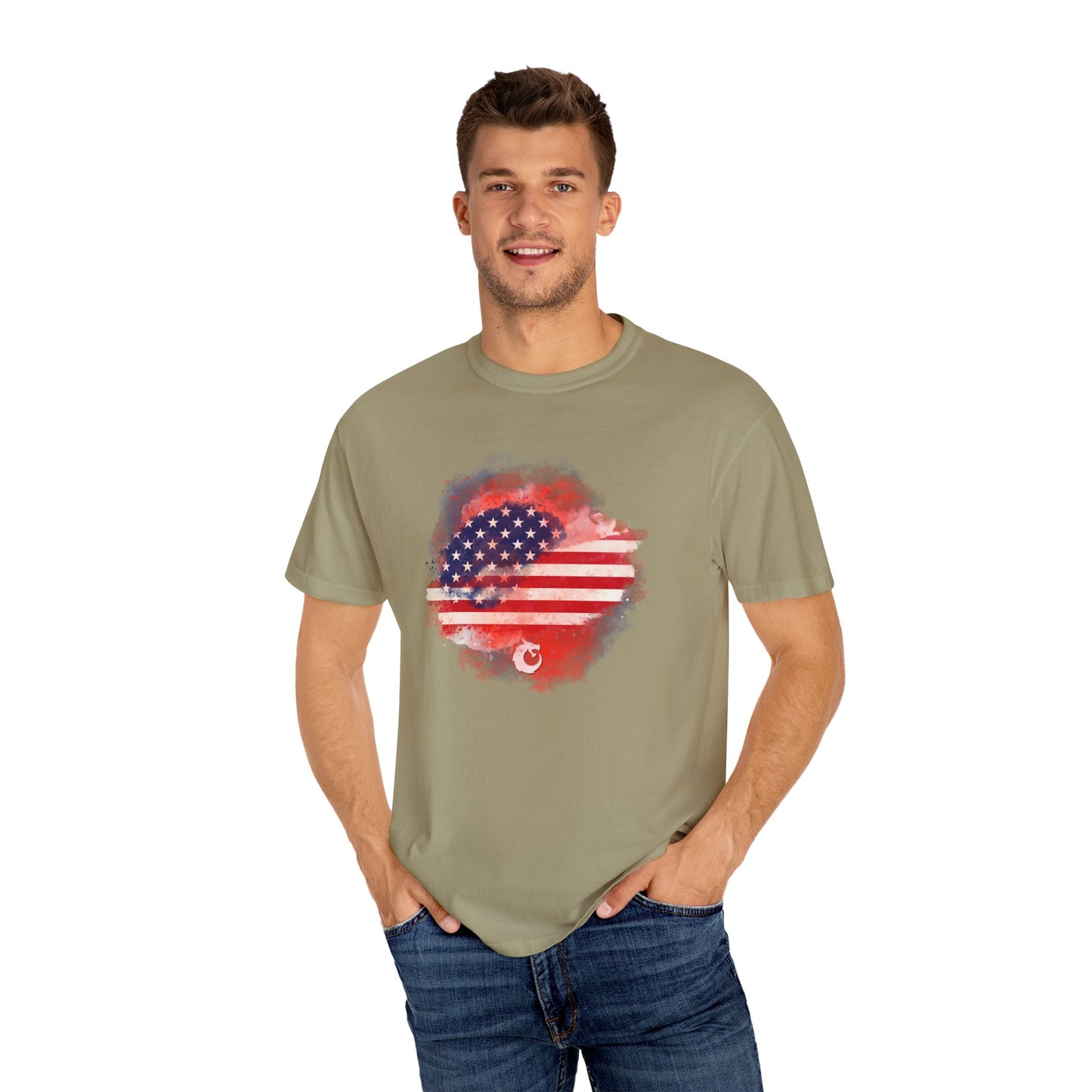Garment-Dyed T-shirt - Watercolor Flag