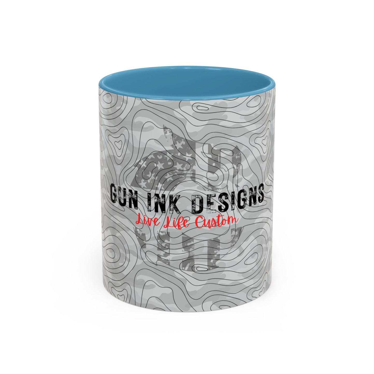 Accent Coffee Mug (11, 15oz) - Gray Topo Logo