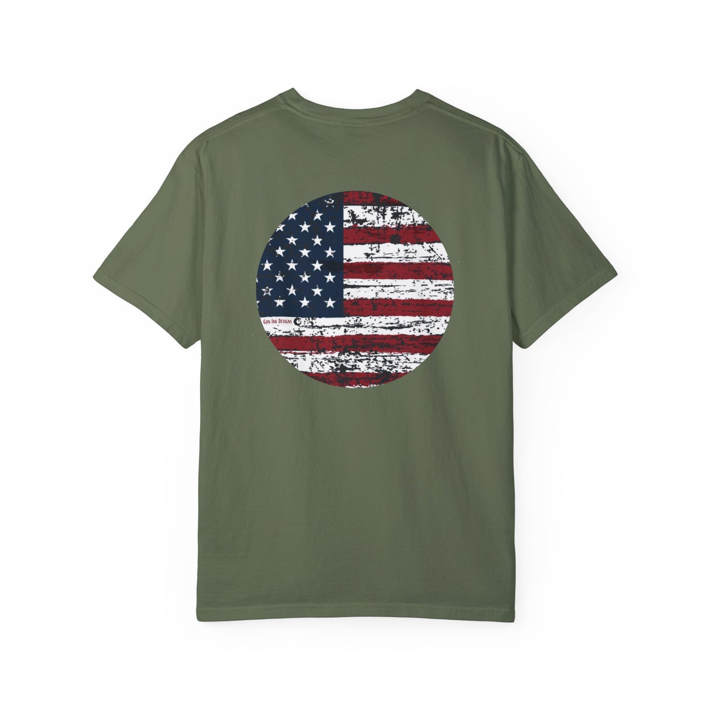 Garment-Dyed T-shirt - American Flag circle