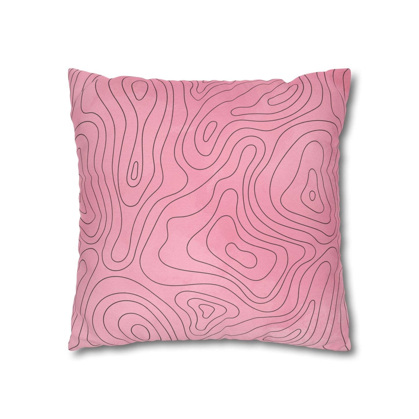 Spun Polyester Square Pillowcase - Pink Topo