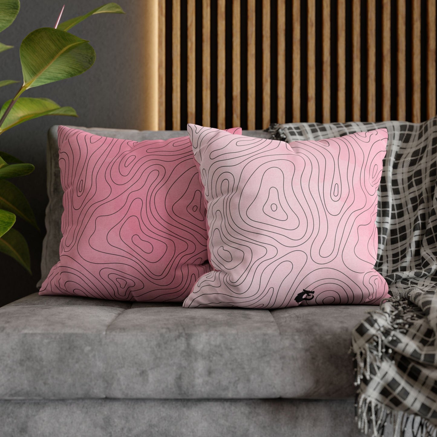 Spun Polyester Square Pillowcase - Pink Topo