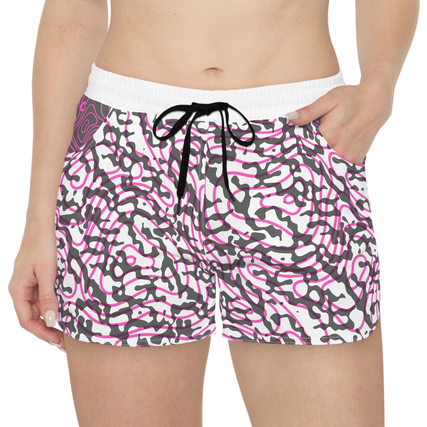 Women's Casual Shorts - Pink Topo/ Blk camo