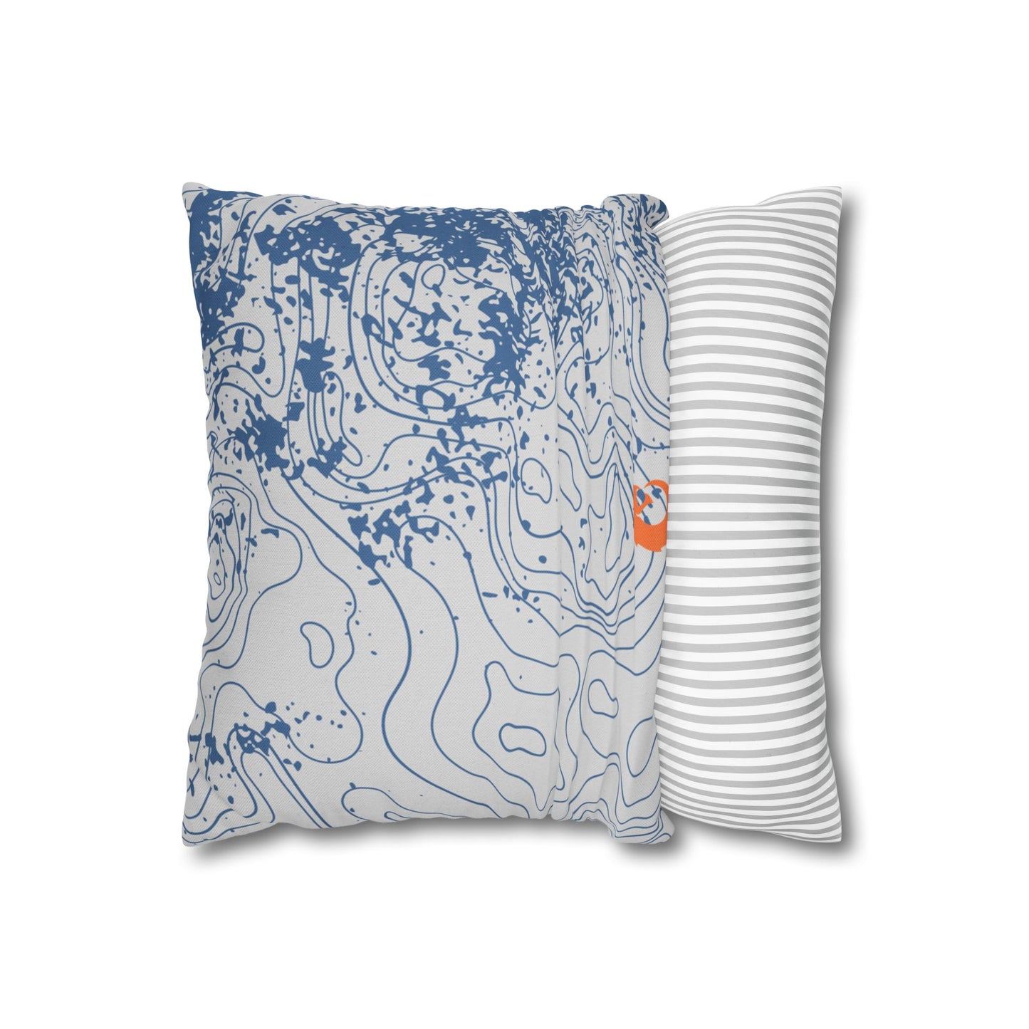 Spun Polyester Square Pillowcase - Blue Topography