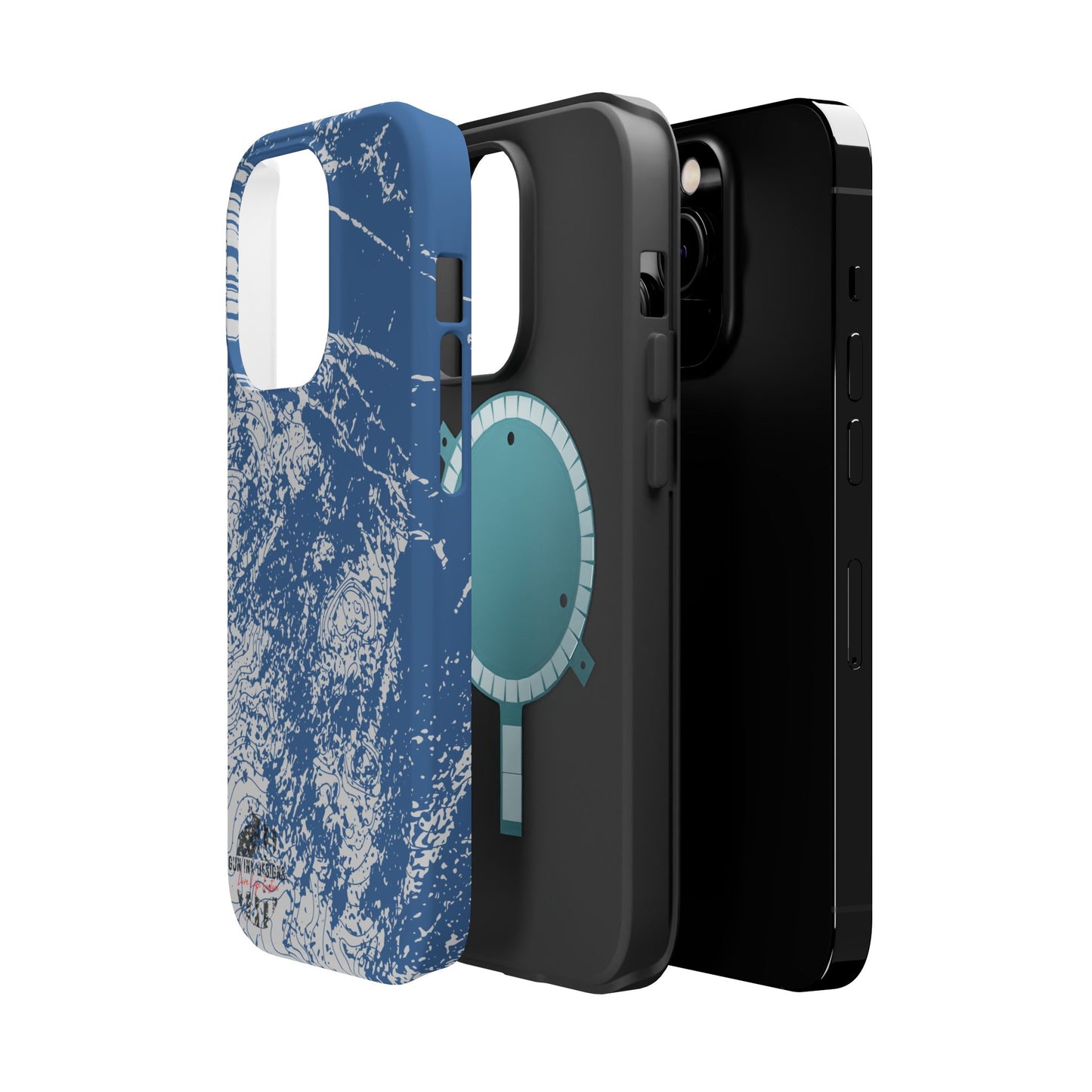 Magnetic Tough Phone Cases - Blue topo camo