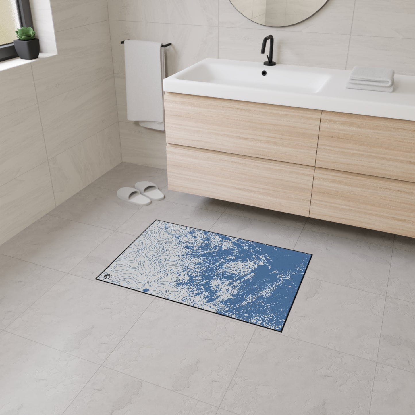 Stylish Heavy Duty Floor Mat - Blue Topographic Design