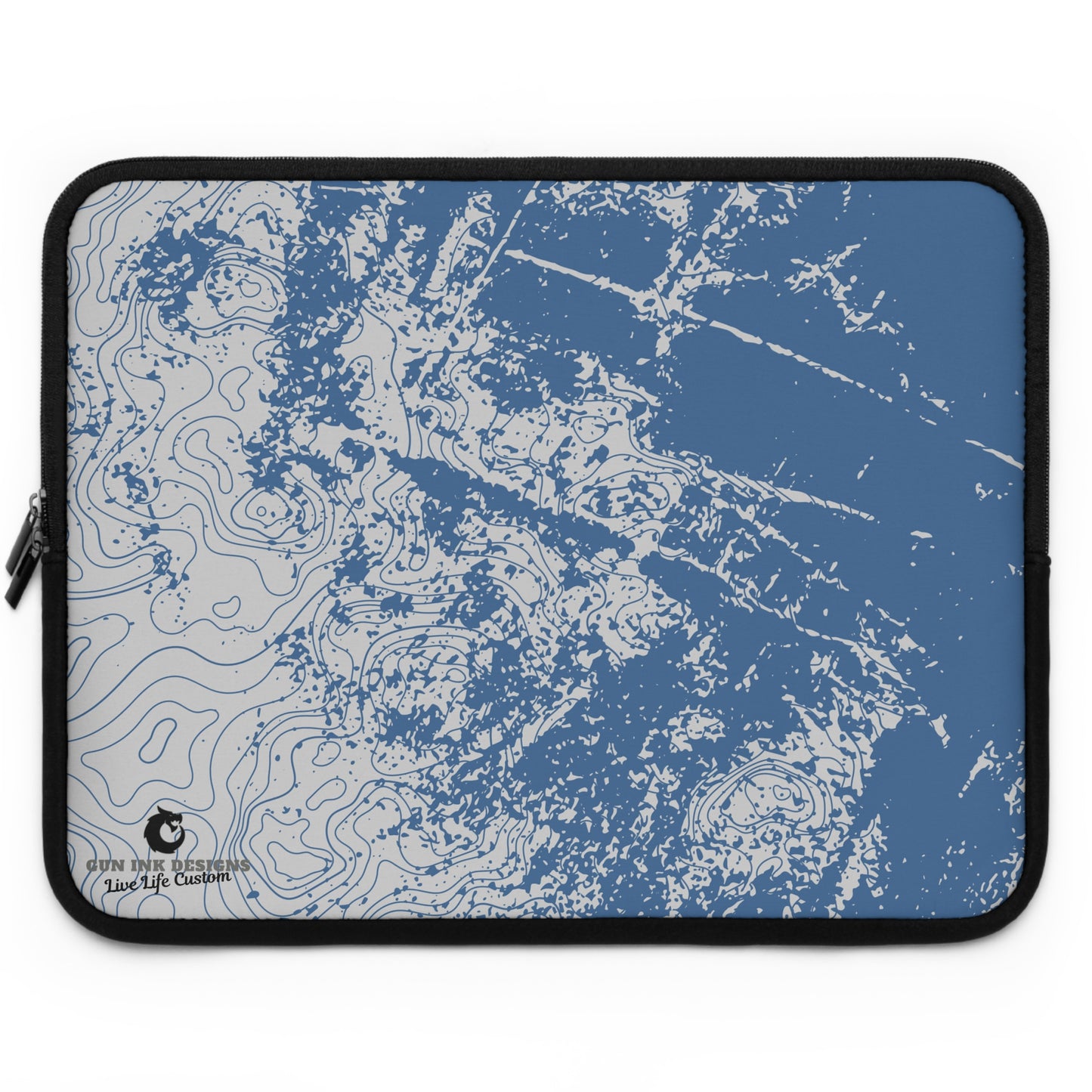Abstract Blue Topo Laptop, iPad Sleeve, Stylish Computer Bag, Gift for College Students, Eco-Friendly Design