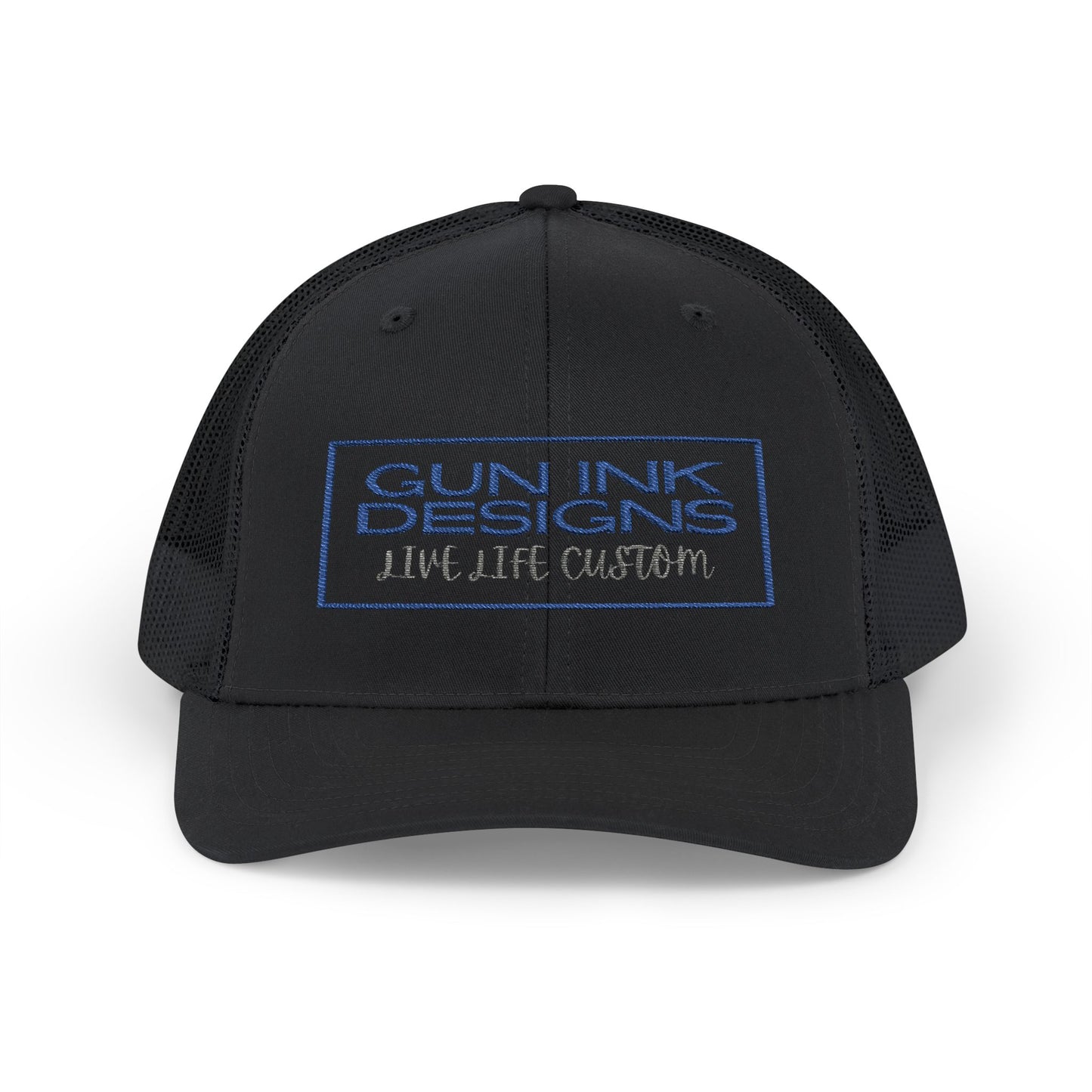 Snapback Trucker Cap - Blue and Gray Rectangle