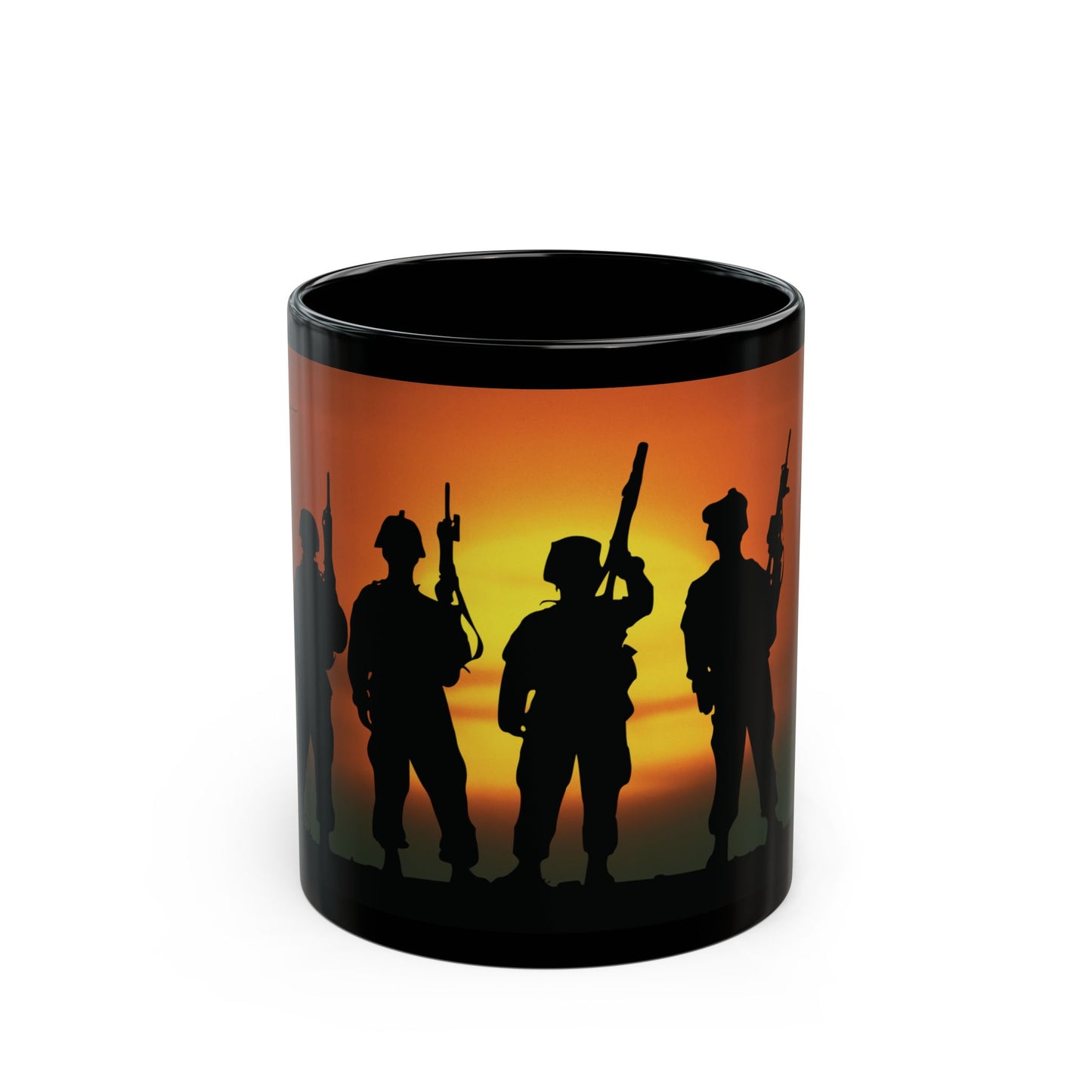 Military Tribute Black Mug - Perfect for Veterans Day & Armed Forces Appreciation