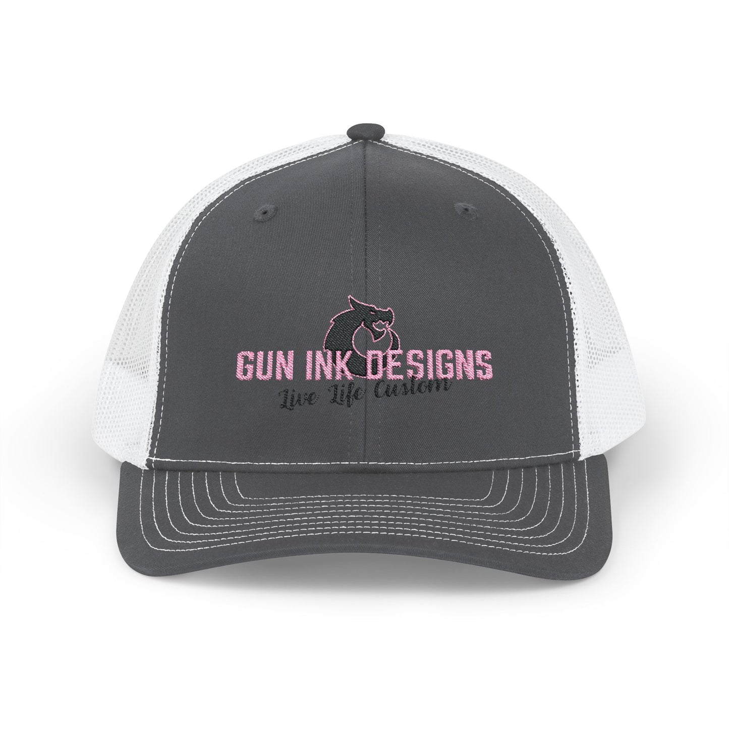 Snapback Trucker Cap - Black/ Pink Logo