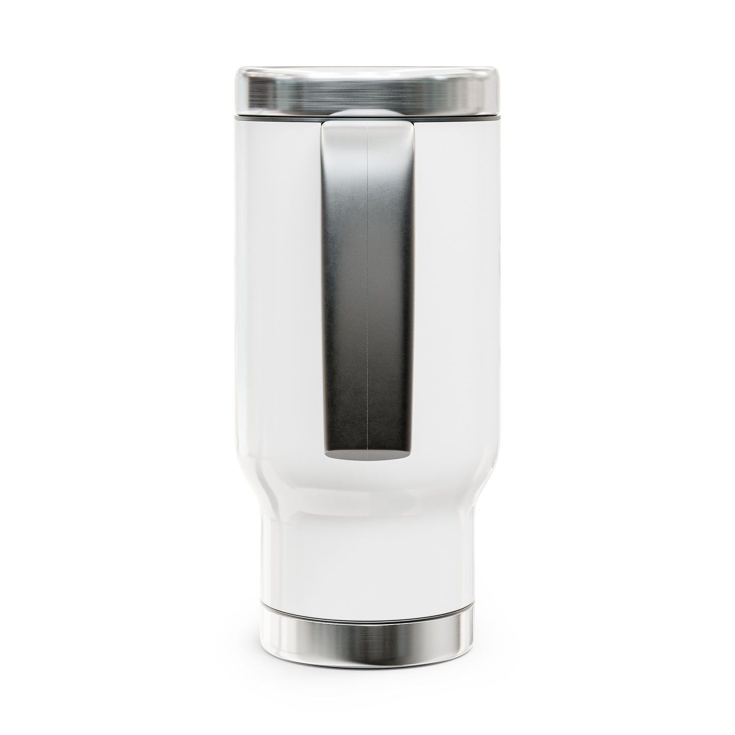 Stainless Steel Travel Mug with Handle, 14oz - Pink GID