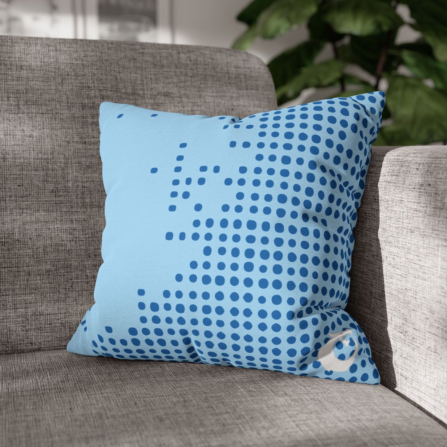 Spun Polyester Square Pillowcase - Blue Tech