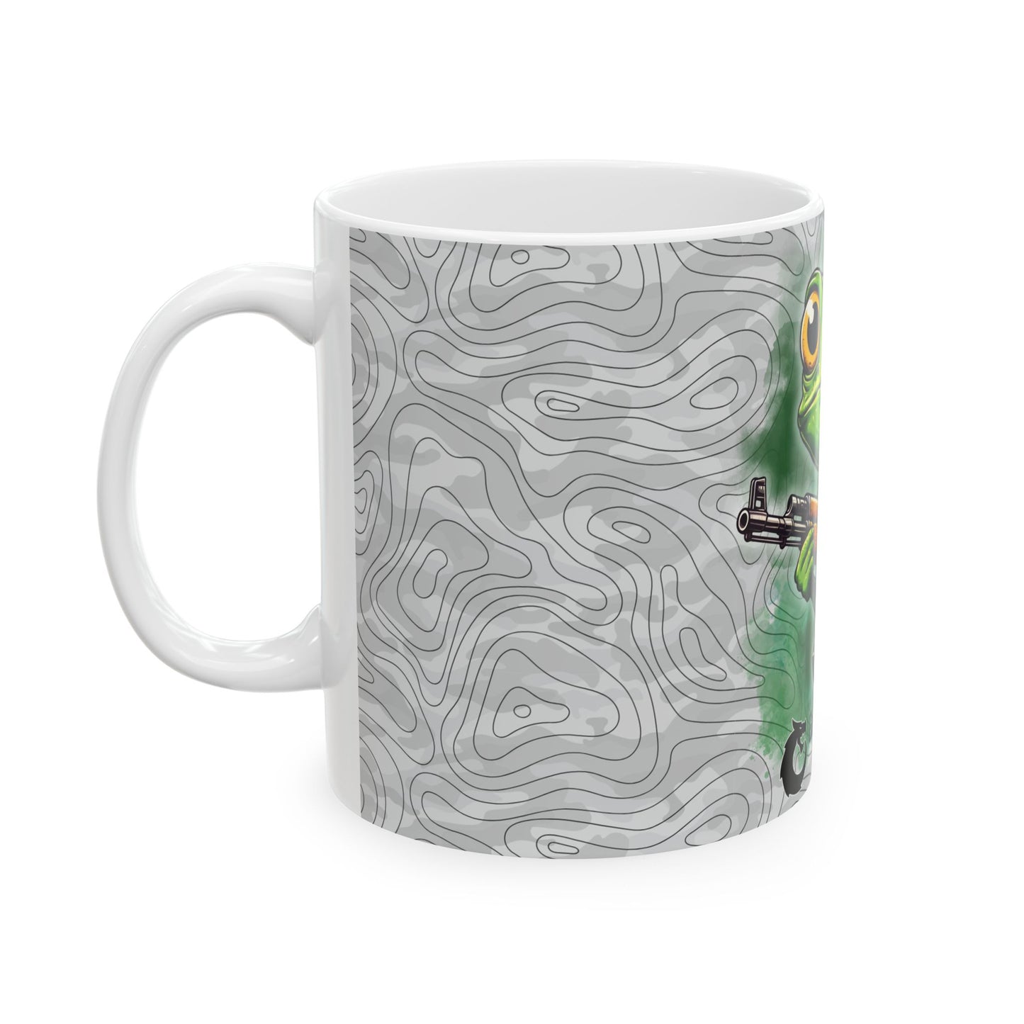 Funny Frog with AK47 Ceramic Mug - Unique Gift for Gun Lovers, 11oz & 15oz