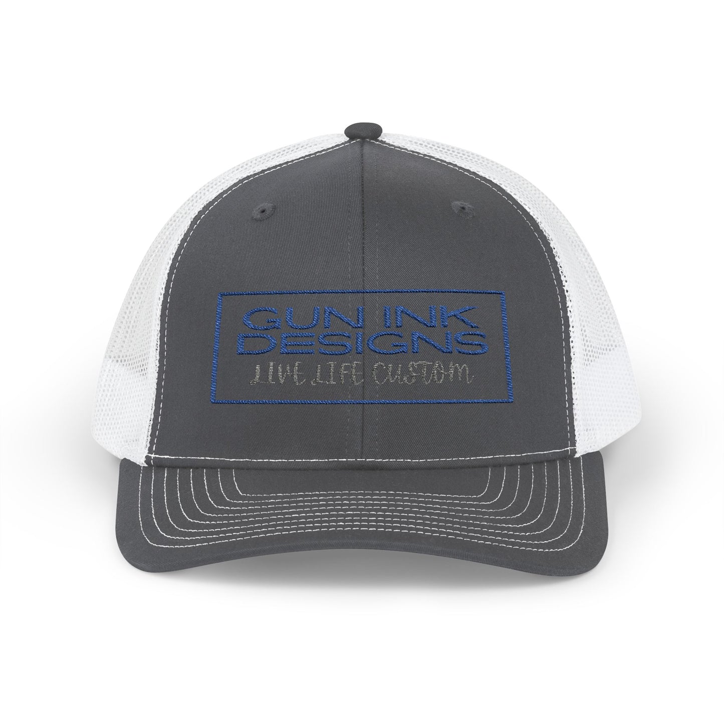 Snapback Trucker Cap - Blue and Gray Rectangle