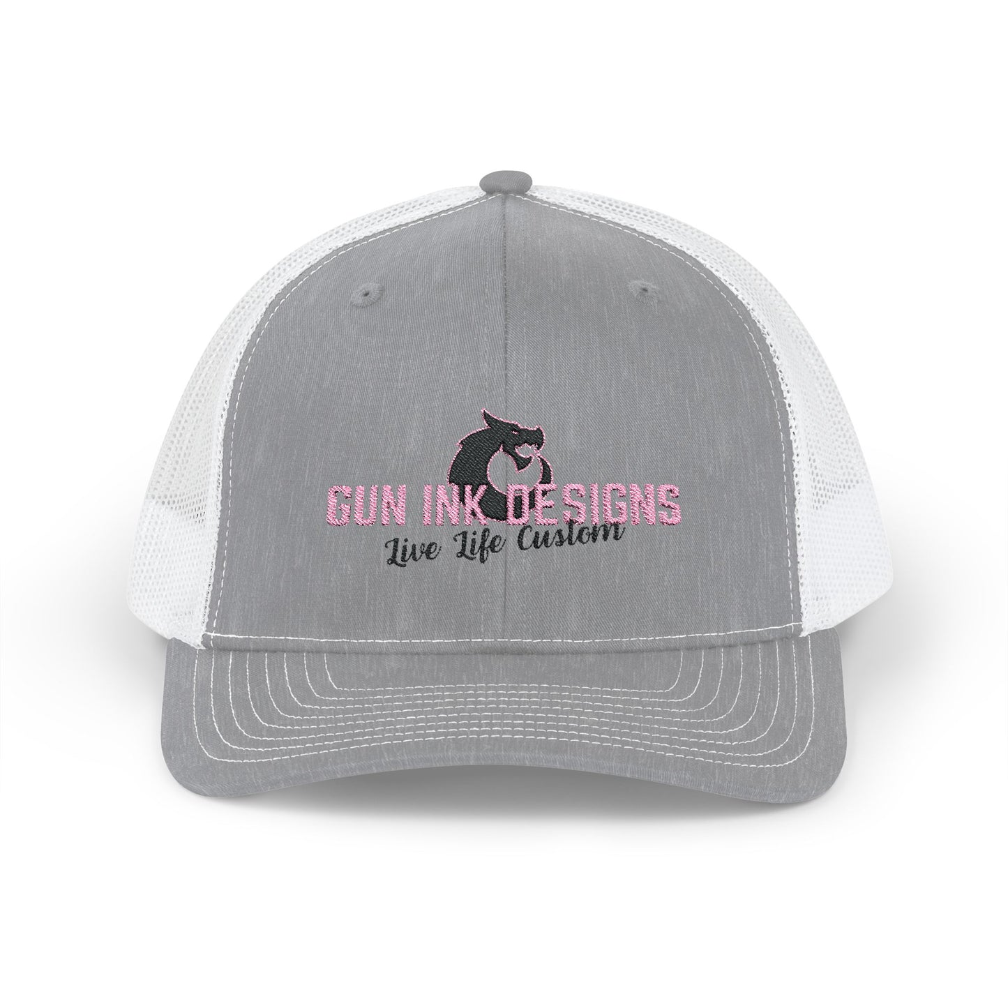 Snapback Trucker Cap - Black/ Pink Logo