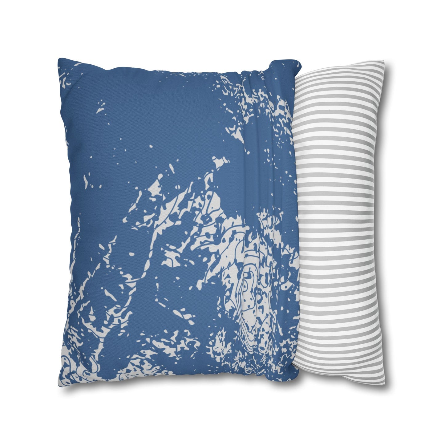 Spun Polyester Square Pillowcase - Blue Topography