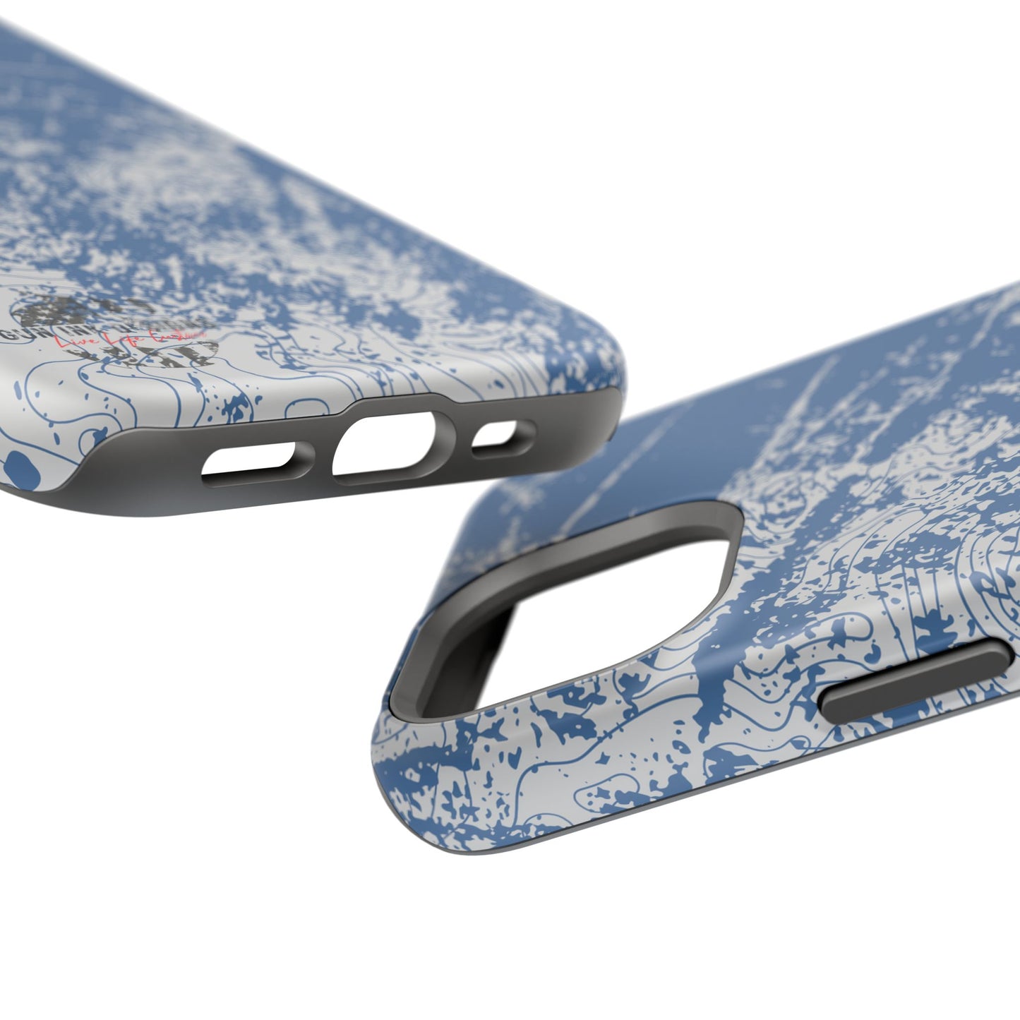 Magnetic Tough Phone Cases - Blue topo camo