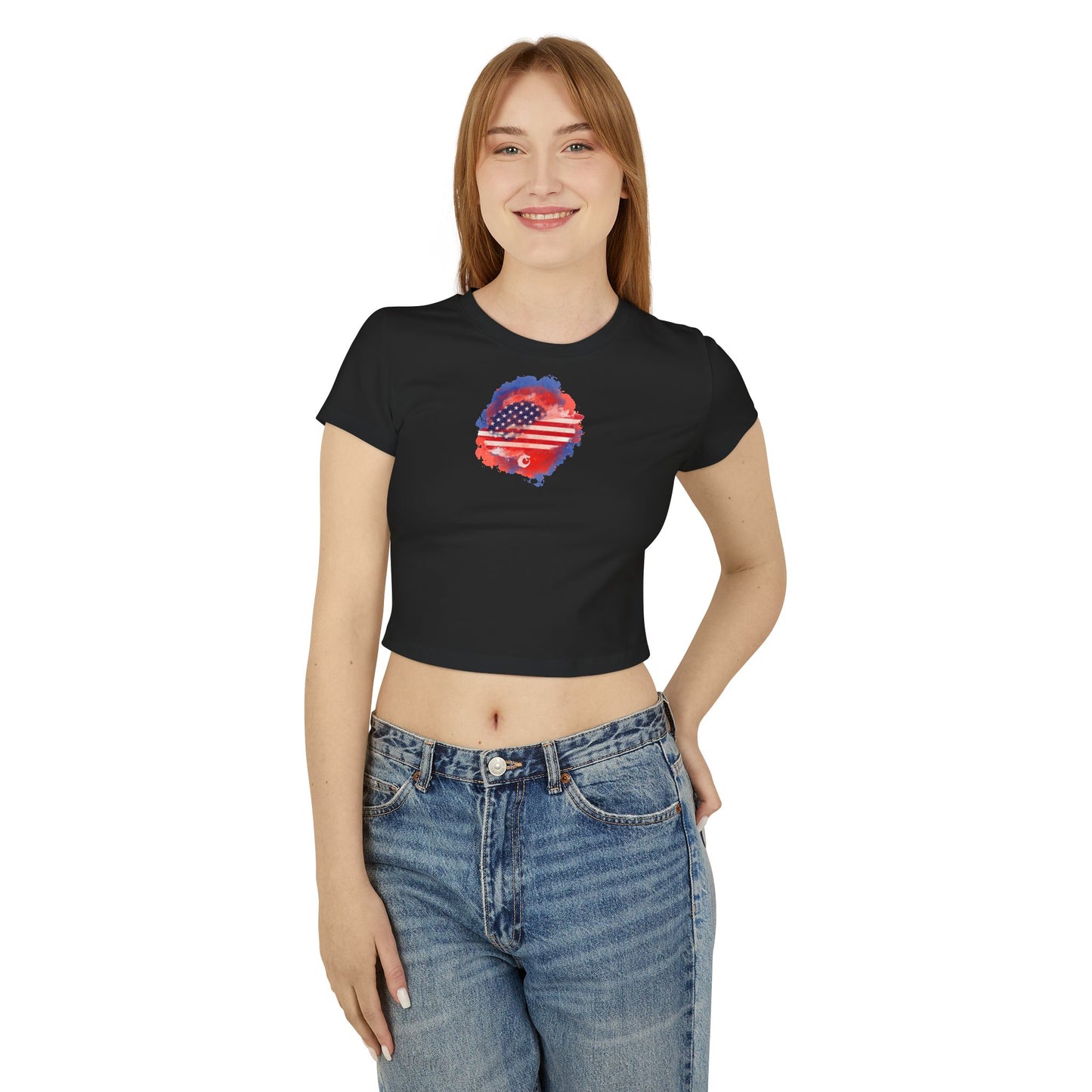 Women's Baby Tee - Watercolor Flag