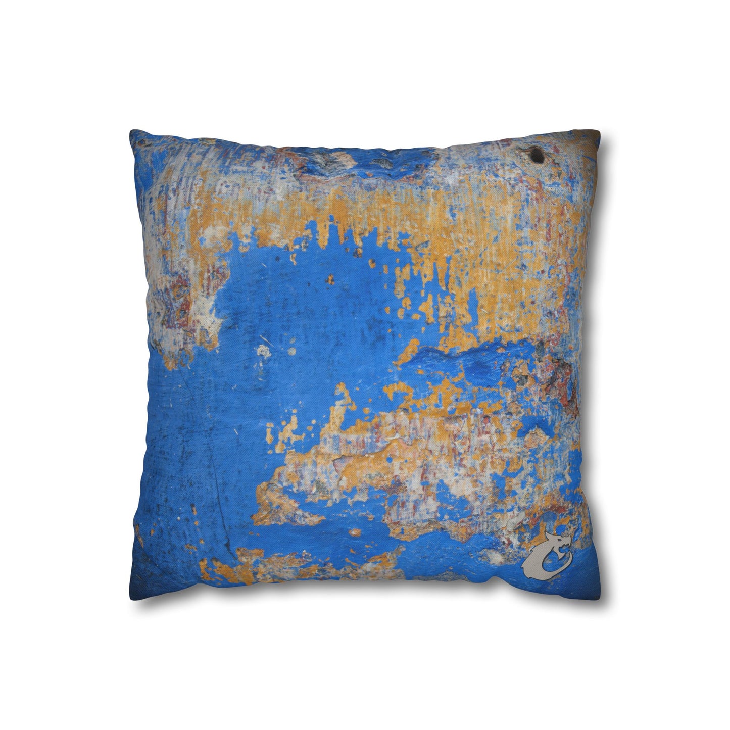 Spun Polyester Square Pillowcase - Blue Wall