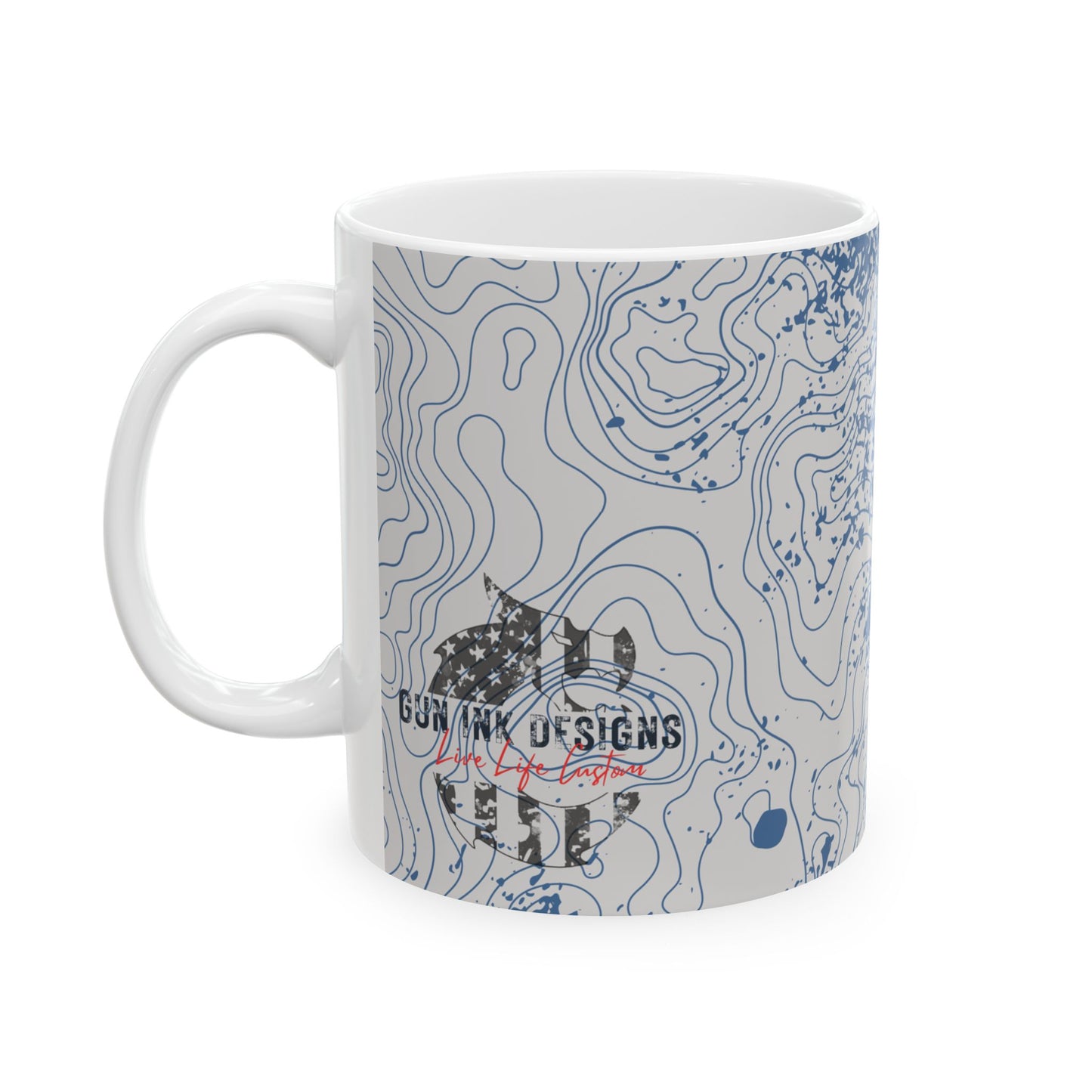 Ceramic Mug, (11oz, 15oz) - Blue Topo