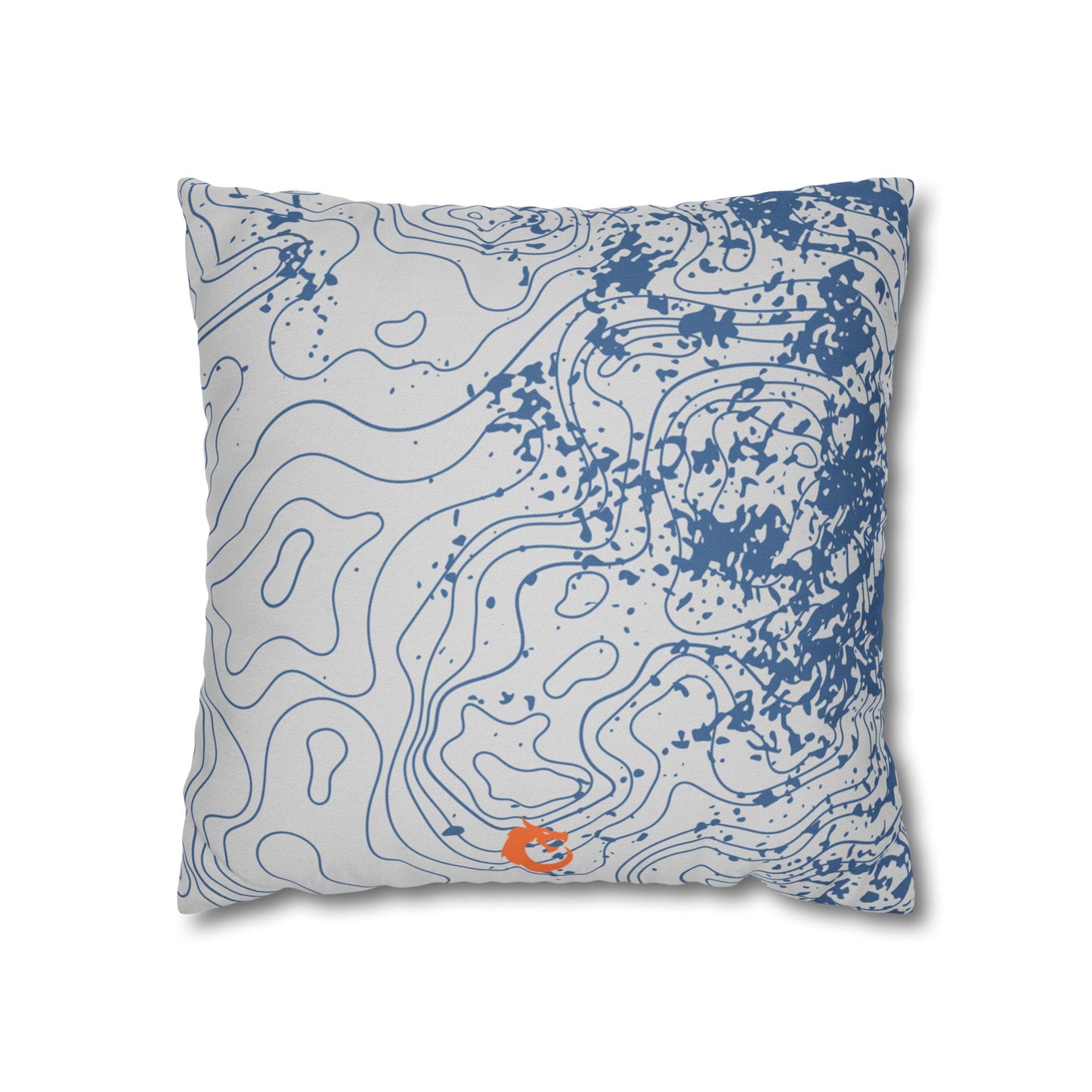 Spun Polyester Square Pillowcase - Blue Topography