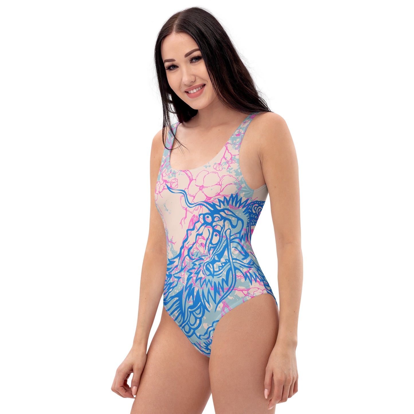 One-Piece Swimsuit - Dragon and a Cherry Tree