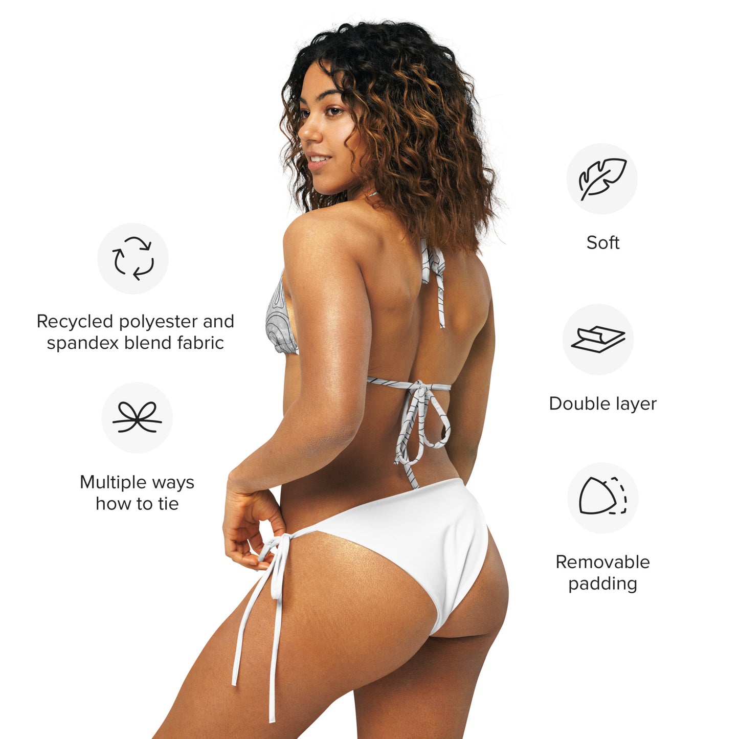 String bikini top - Gray Topo